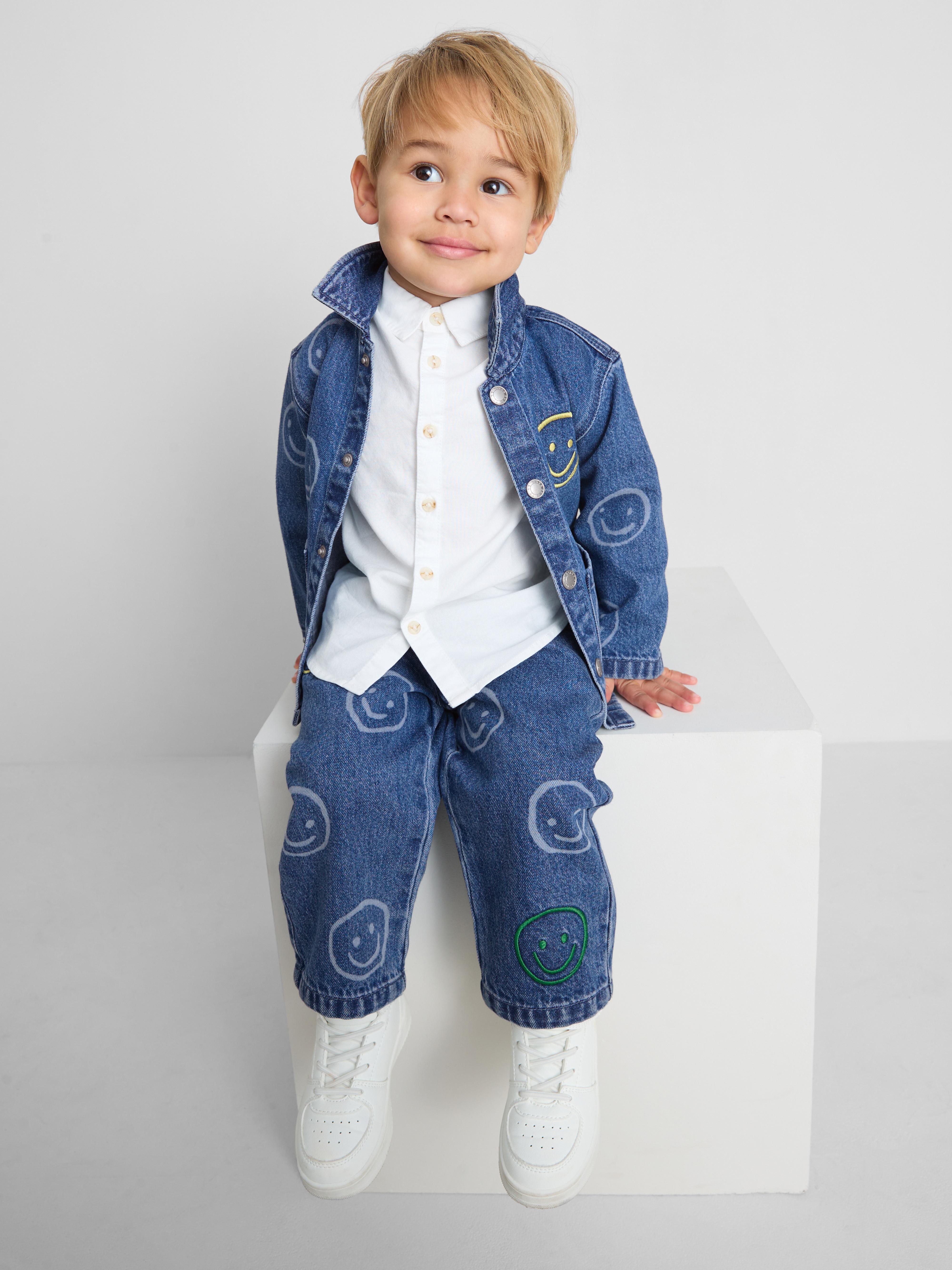 3-36mths | Smiley Face Laser Print Denim Jacket