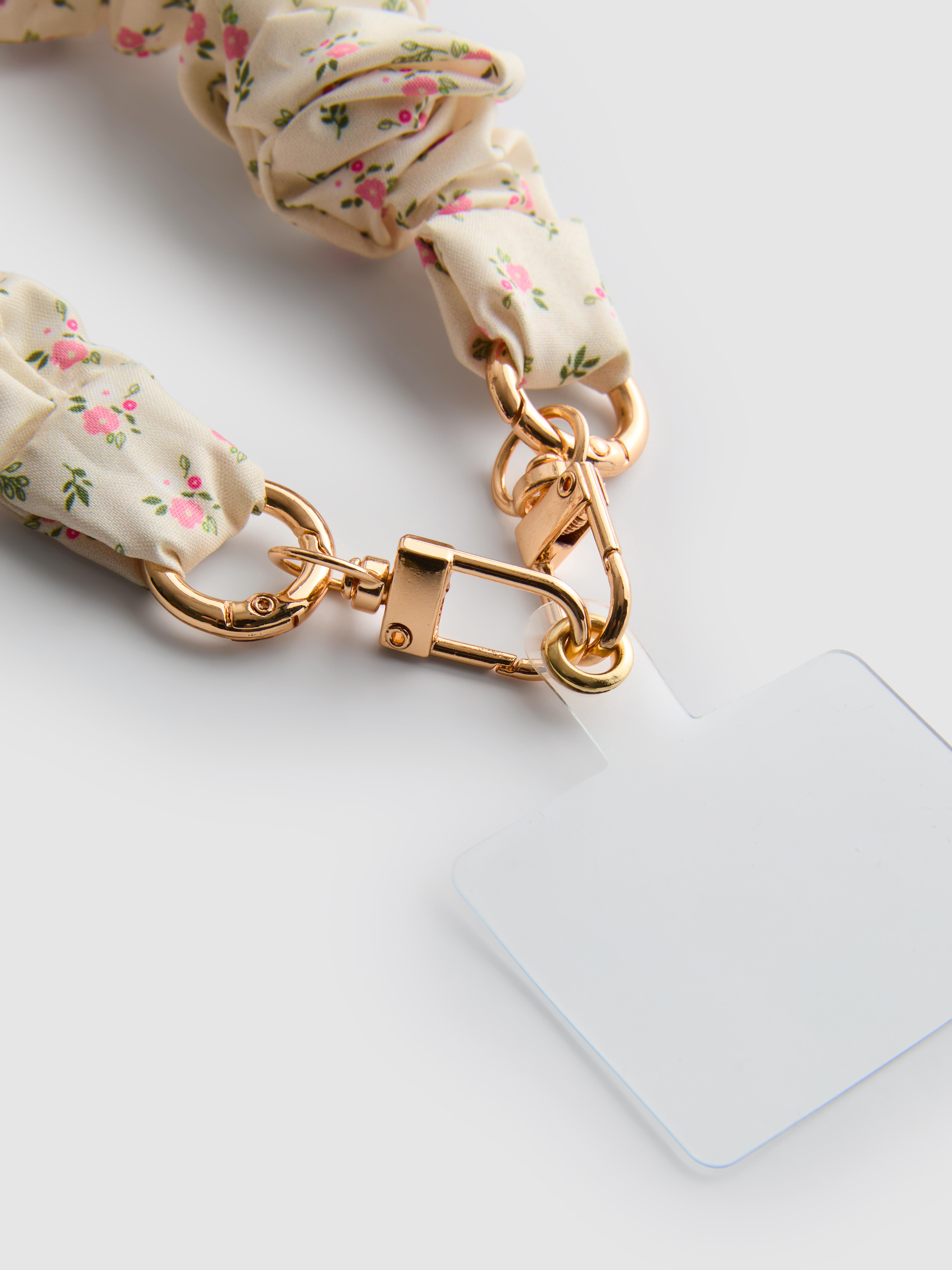 Floral Phone Charm With Metallic Buckles