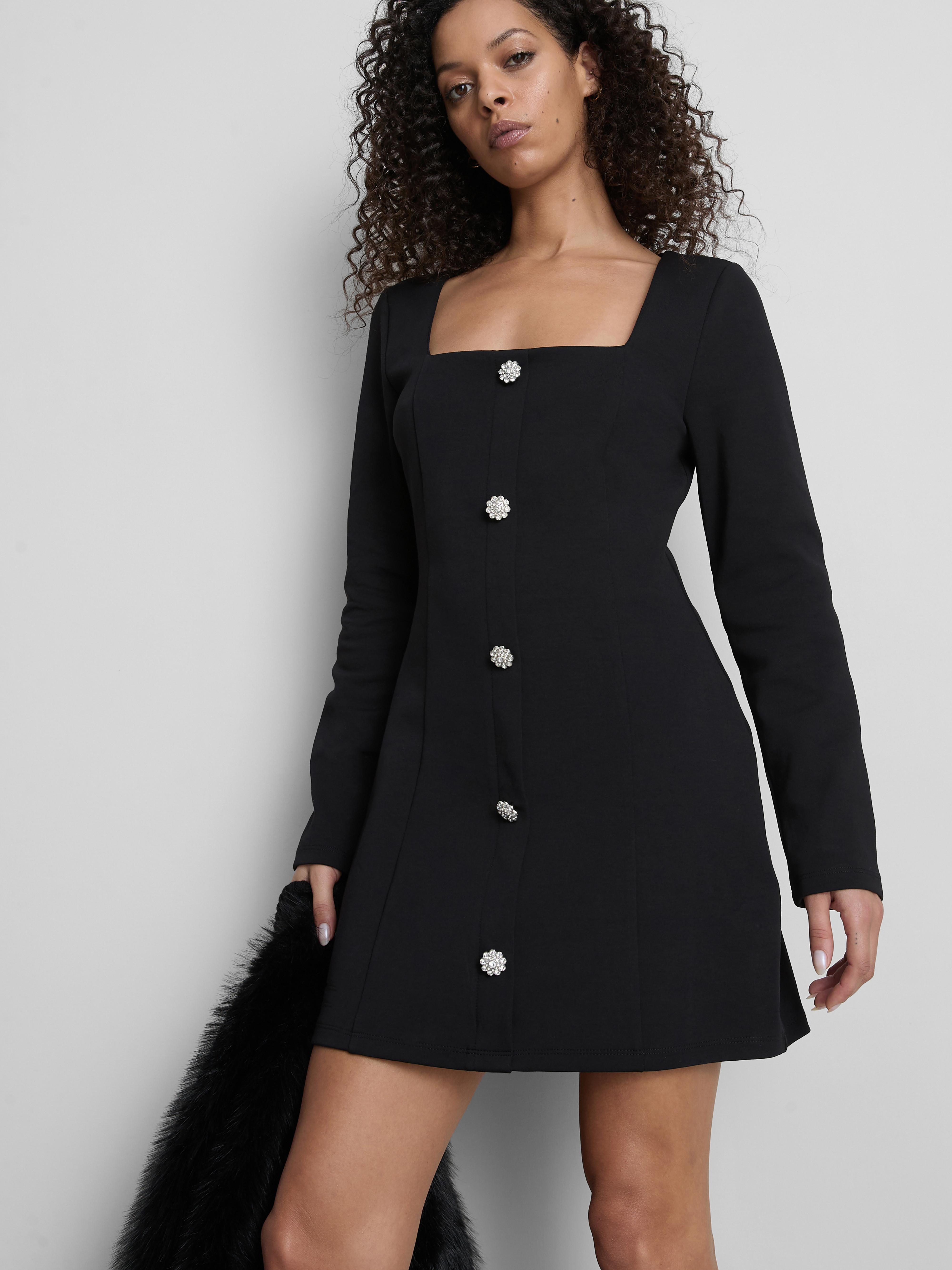 Long Sleeve Button Through Mini Dress