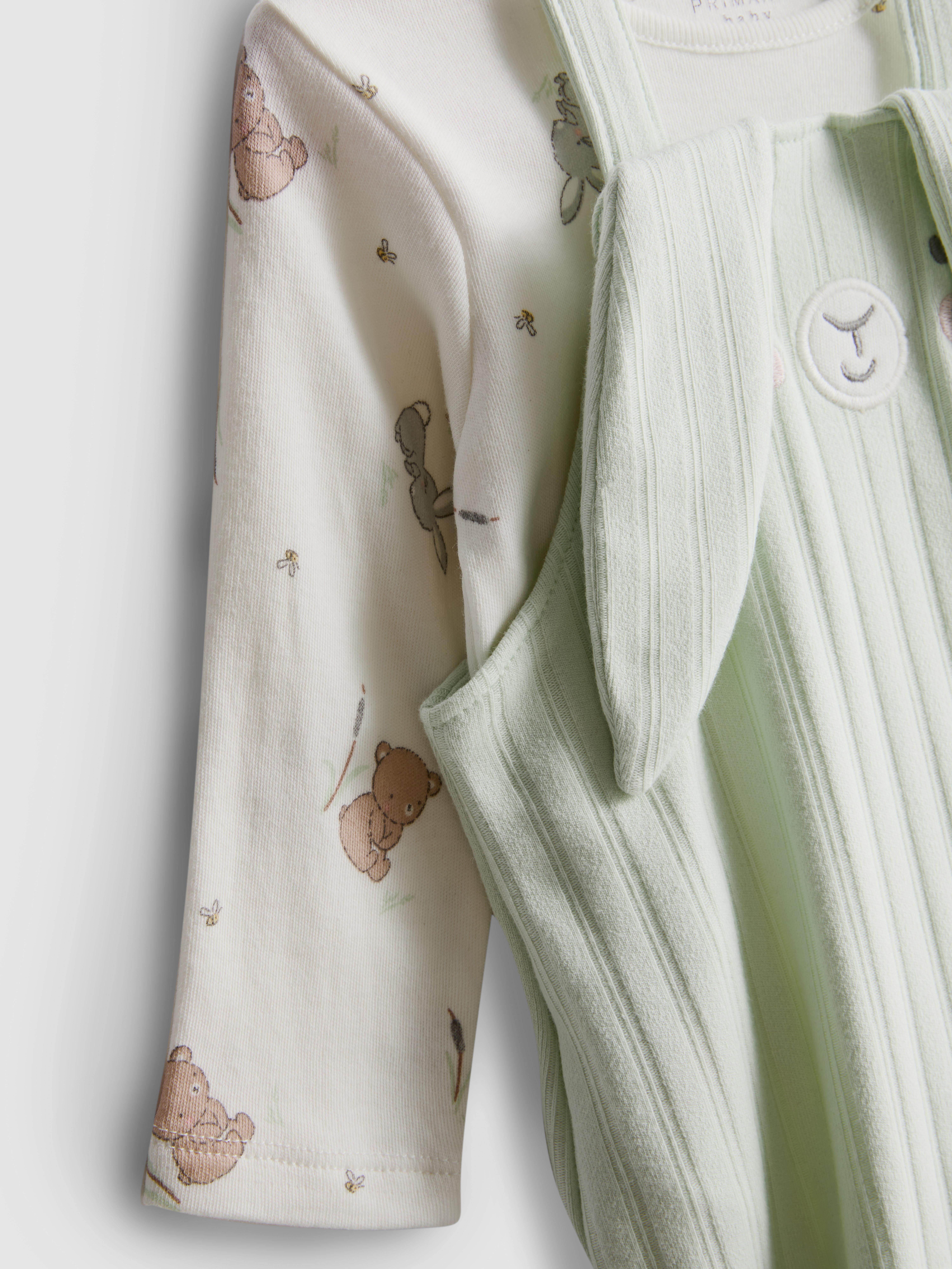 0–18 Monate | Langarmbody und Latzhose mit Füßchen für Neugeborene