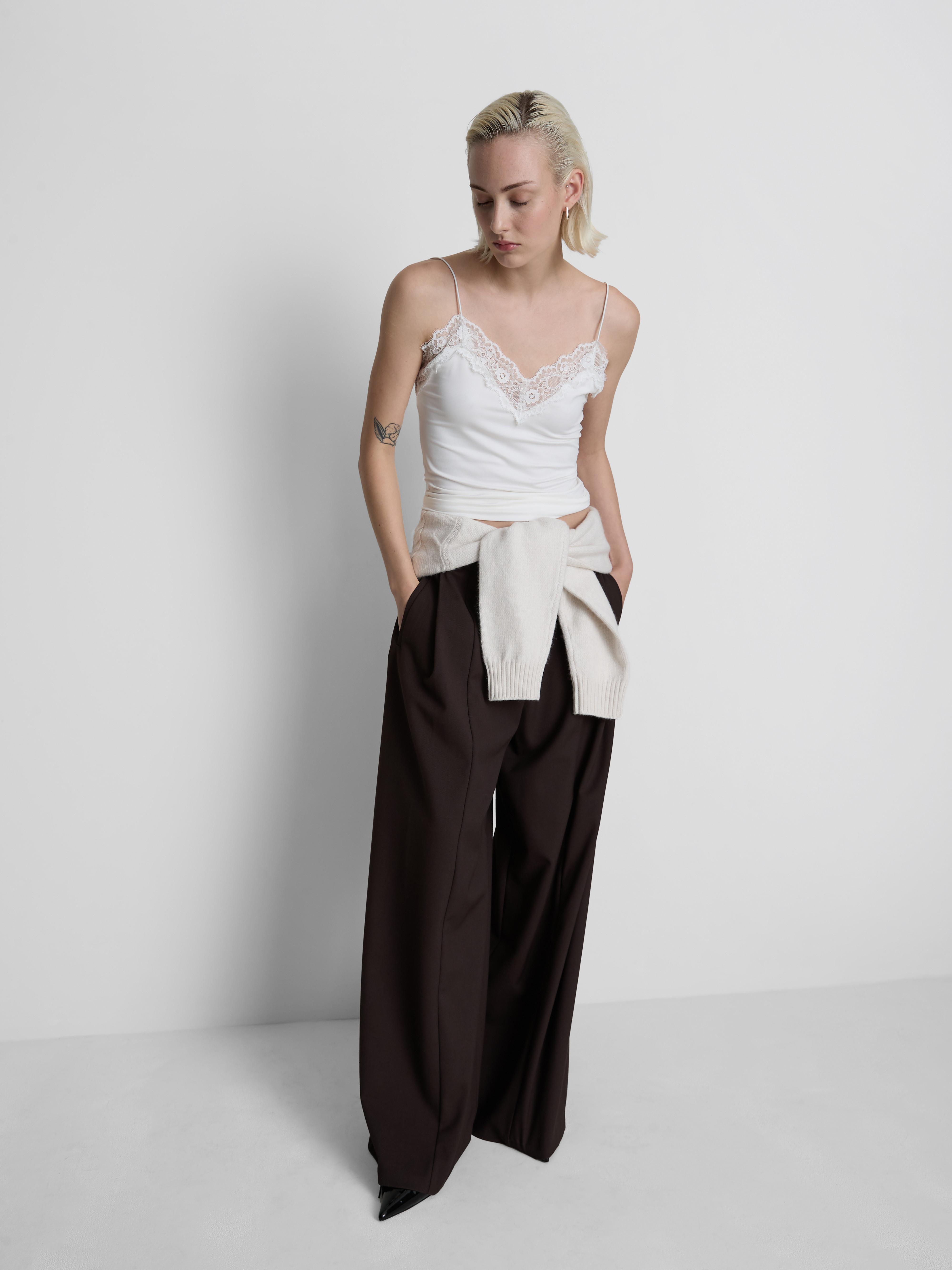 Lace Trim Cami Top Ivory
