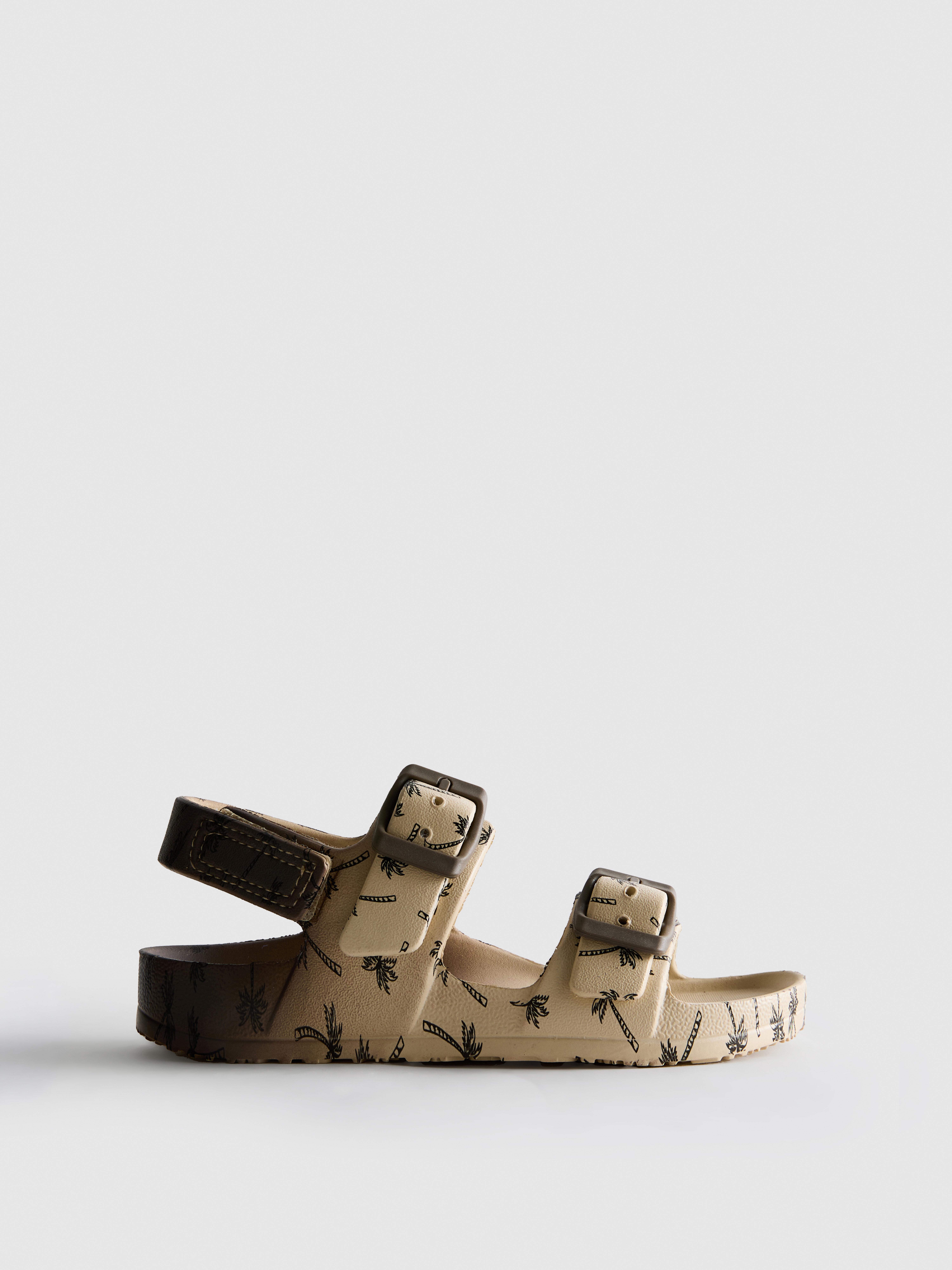 Sandalen met twee gespbanden en print