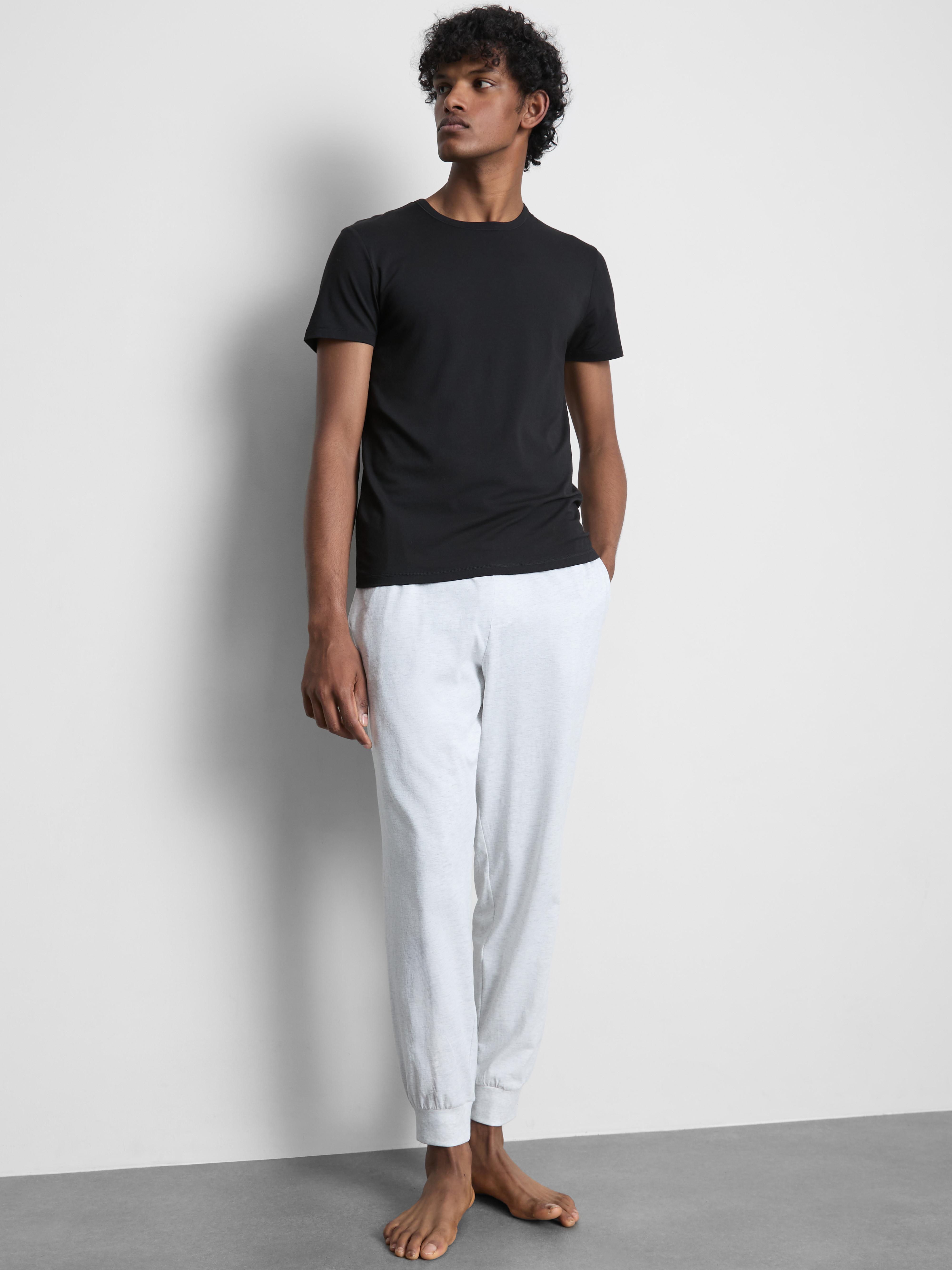 T-shirt coupe droite à manches courtes et col ras-du-cou - Noir - Homme