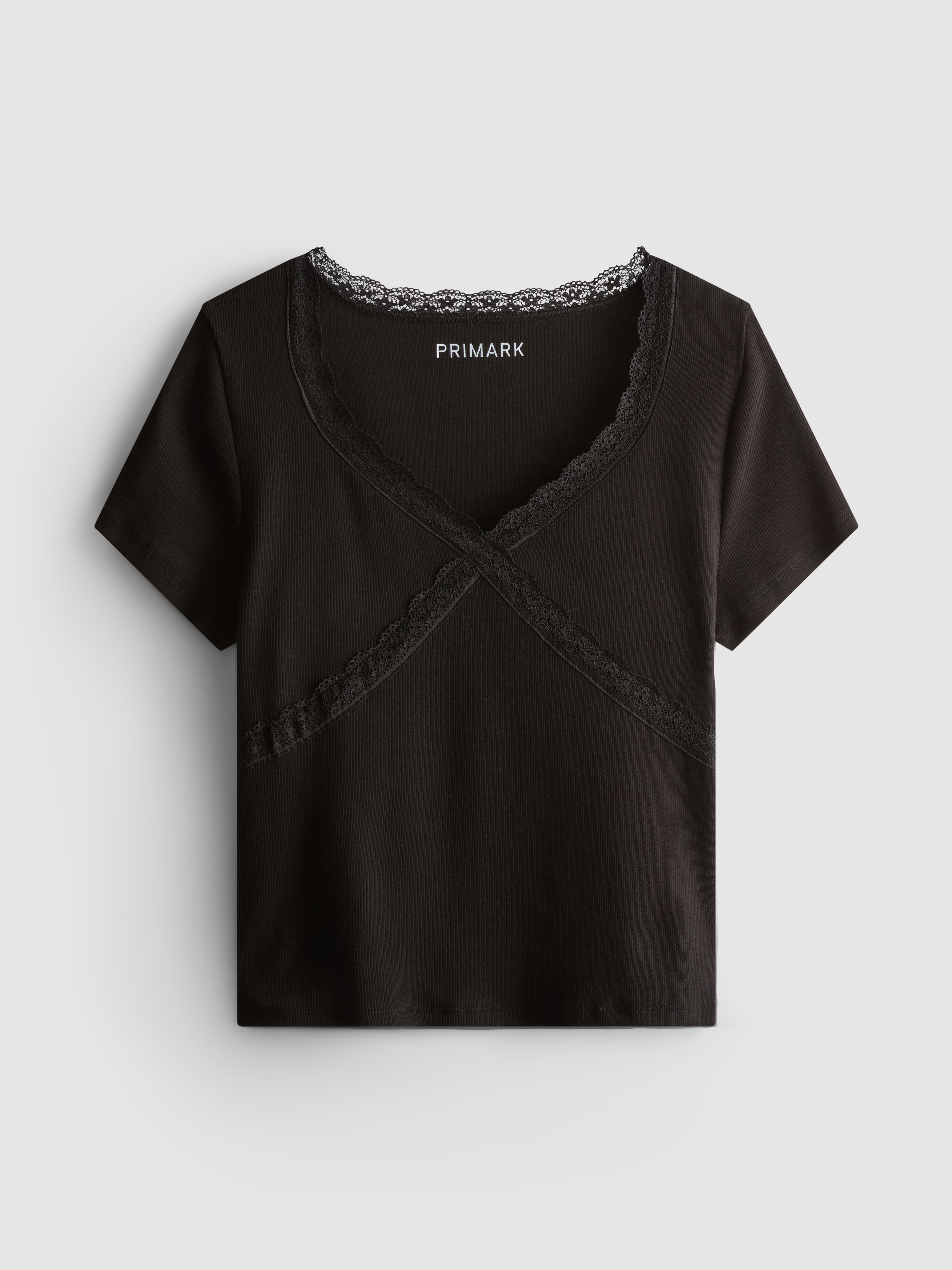 Cotton-Rich Lace-Trim Short-Sleeve Tee