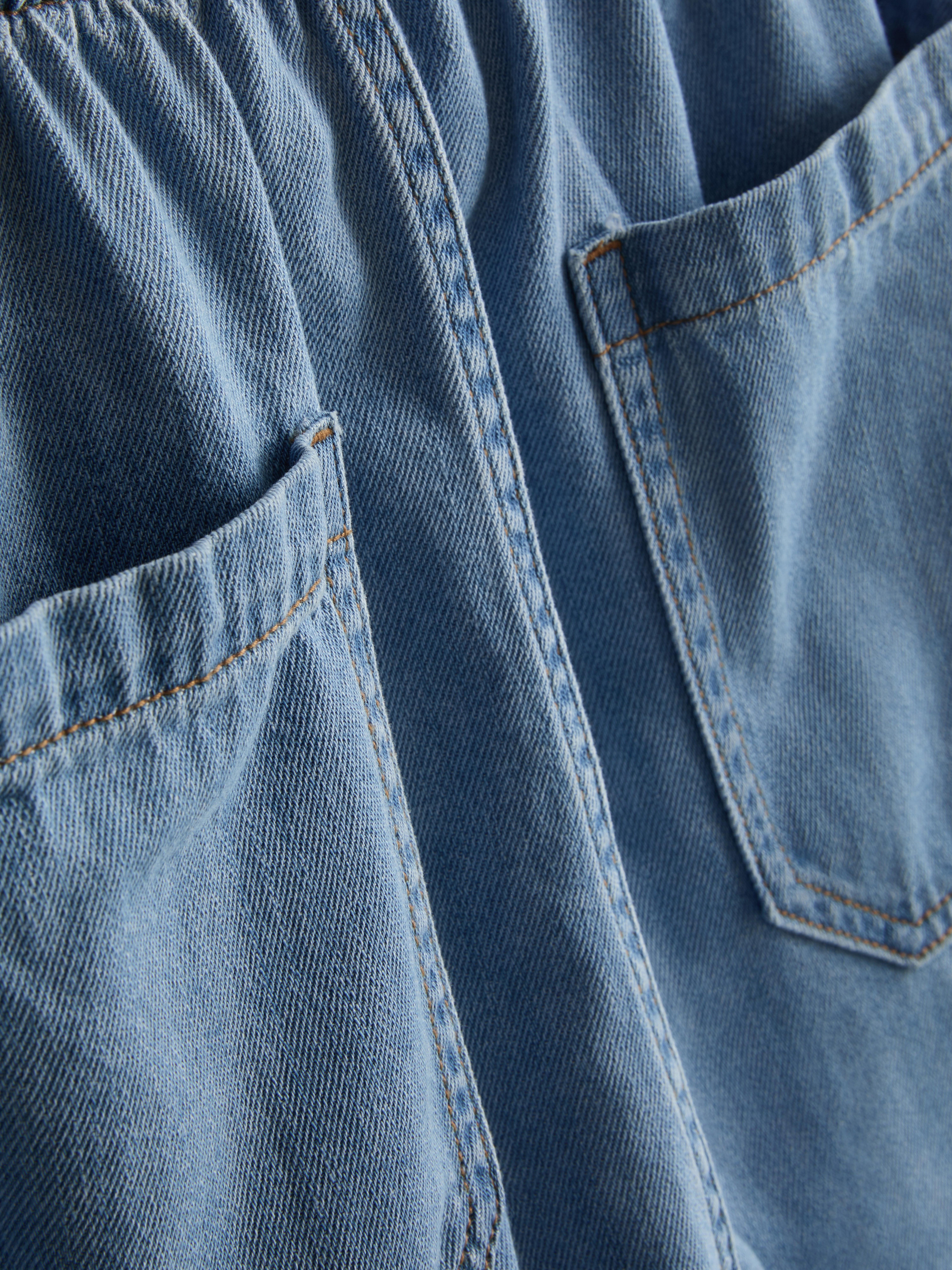 Cotton Denim Jogger Shorts