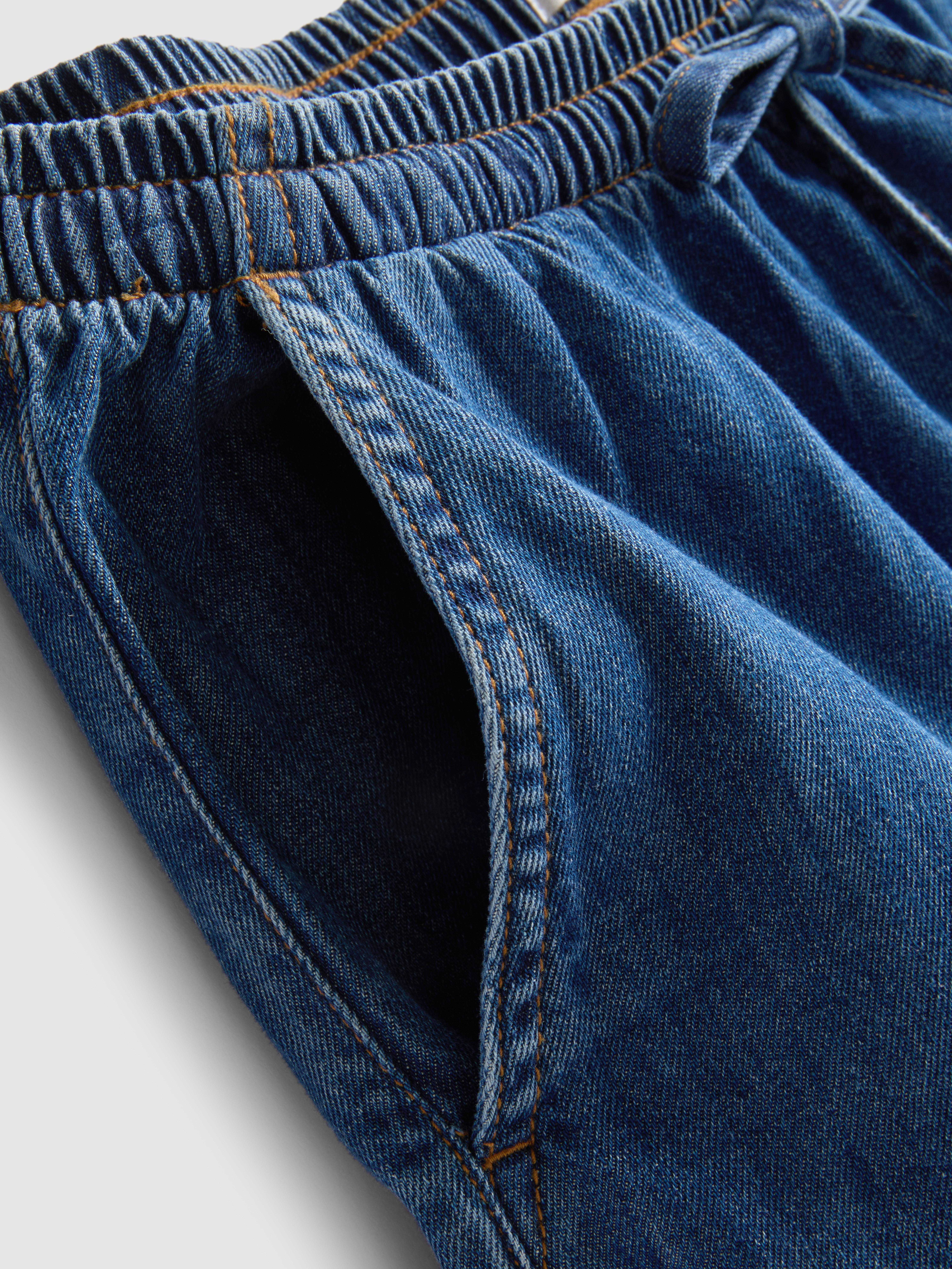 Joggingshort van katoendenim