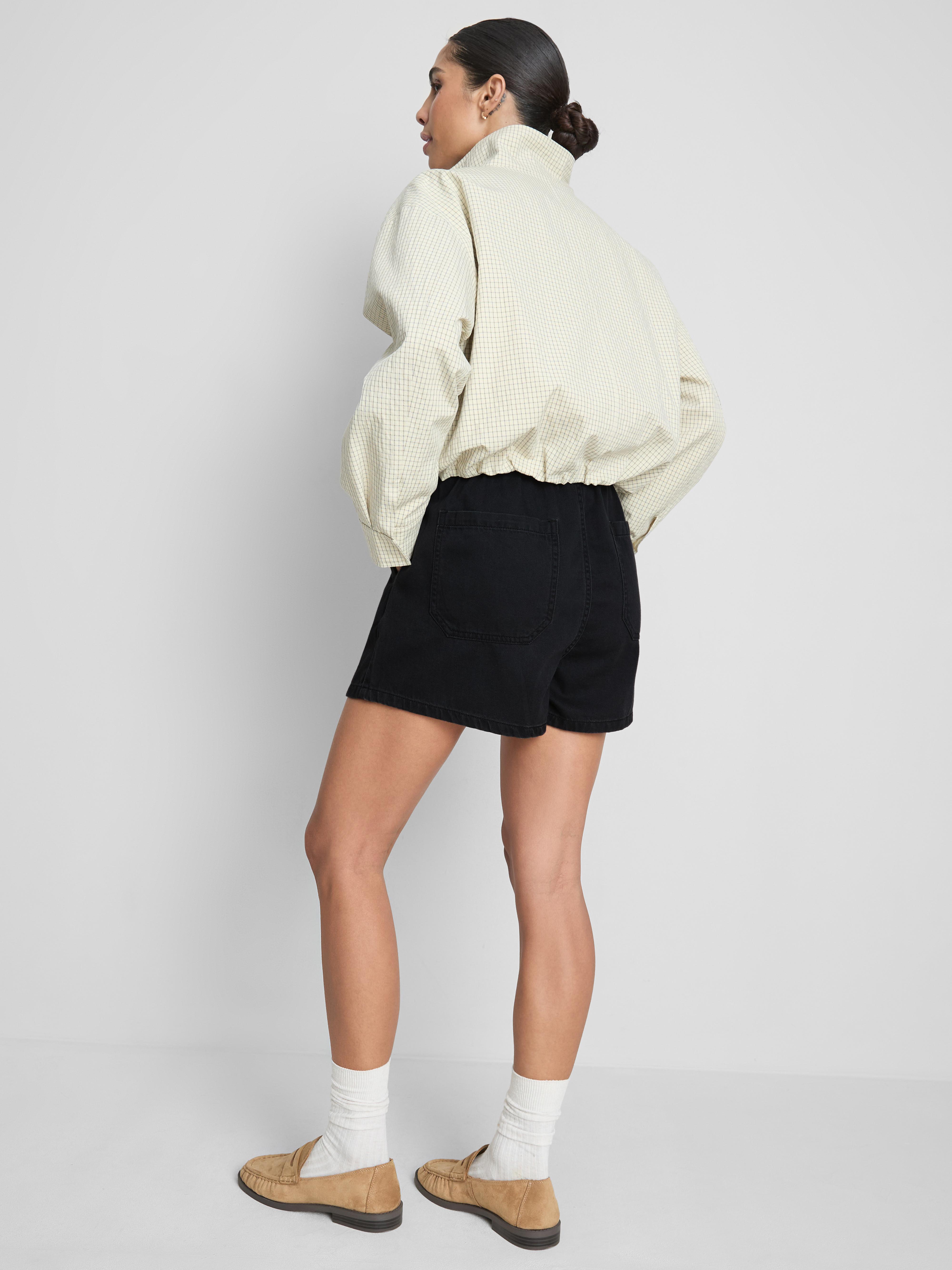 Cotton Denim Jogger Shorts