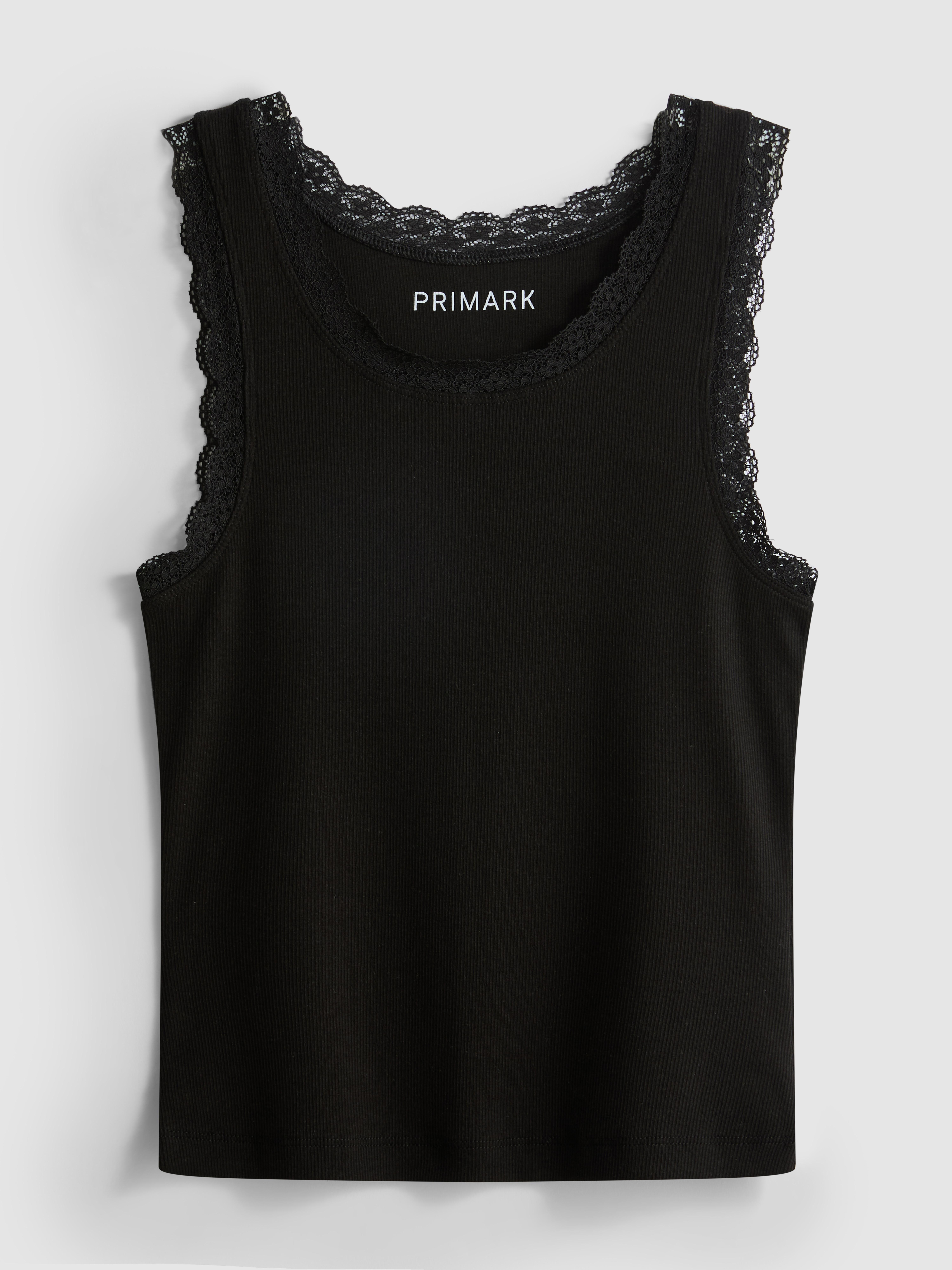 Camiseta sin mangas de algodón con ribetes de encaje