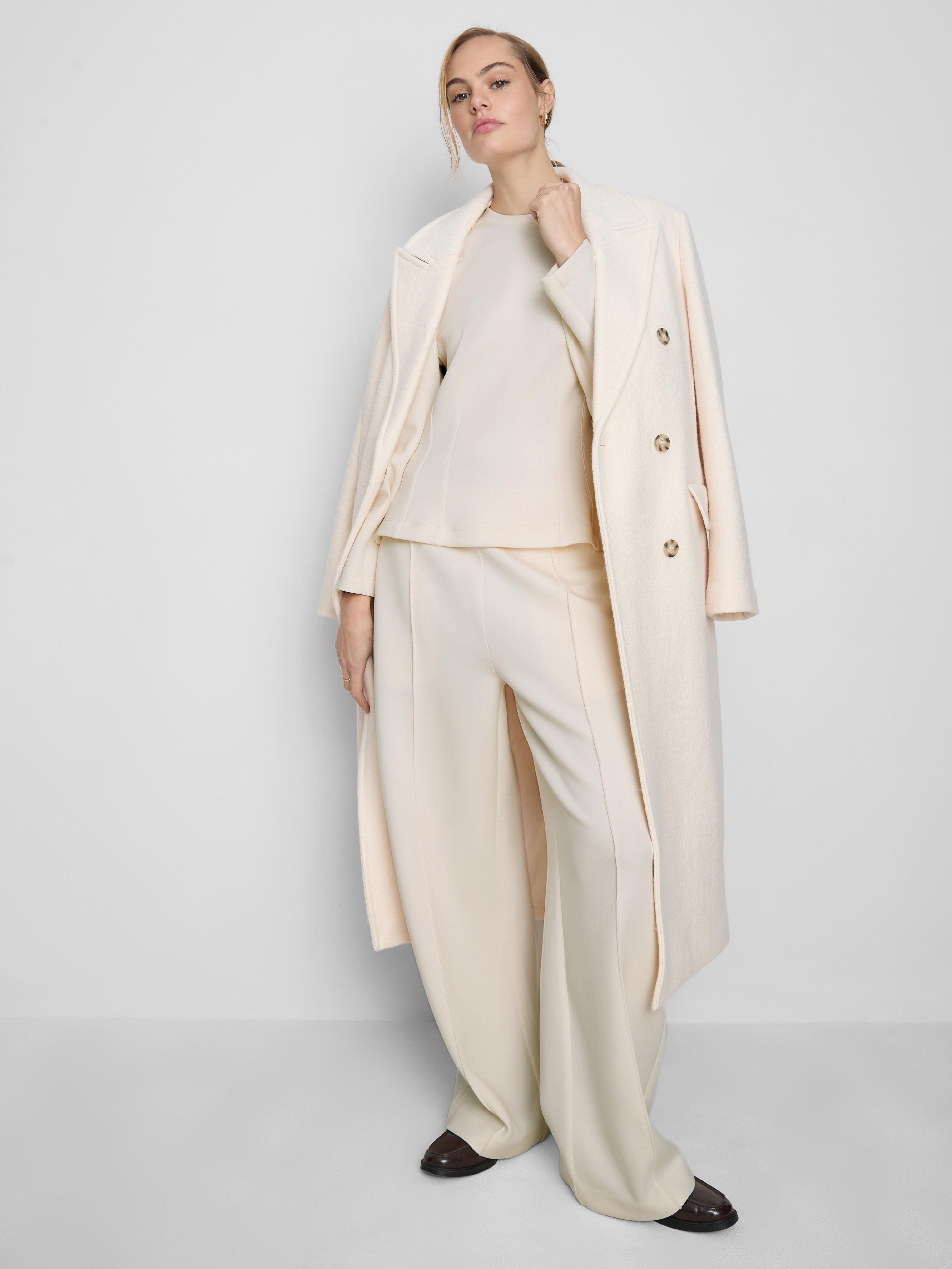 Women's Ivory The Edit Pleated Wide-Leg Pants