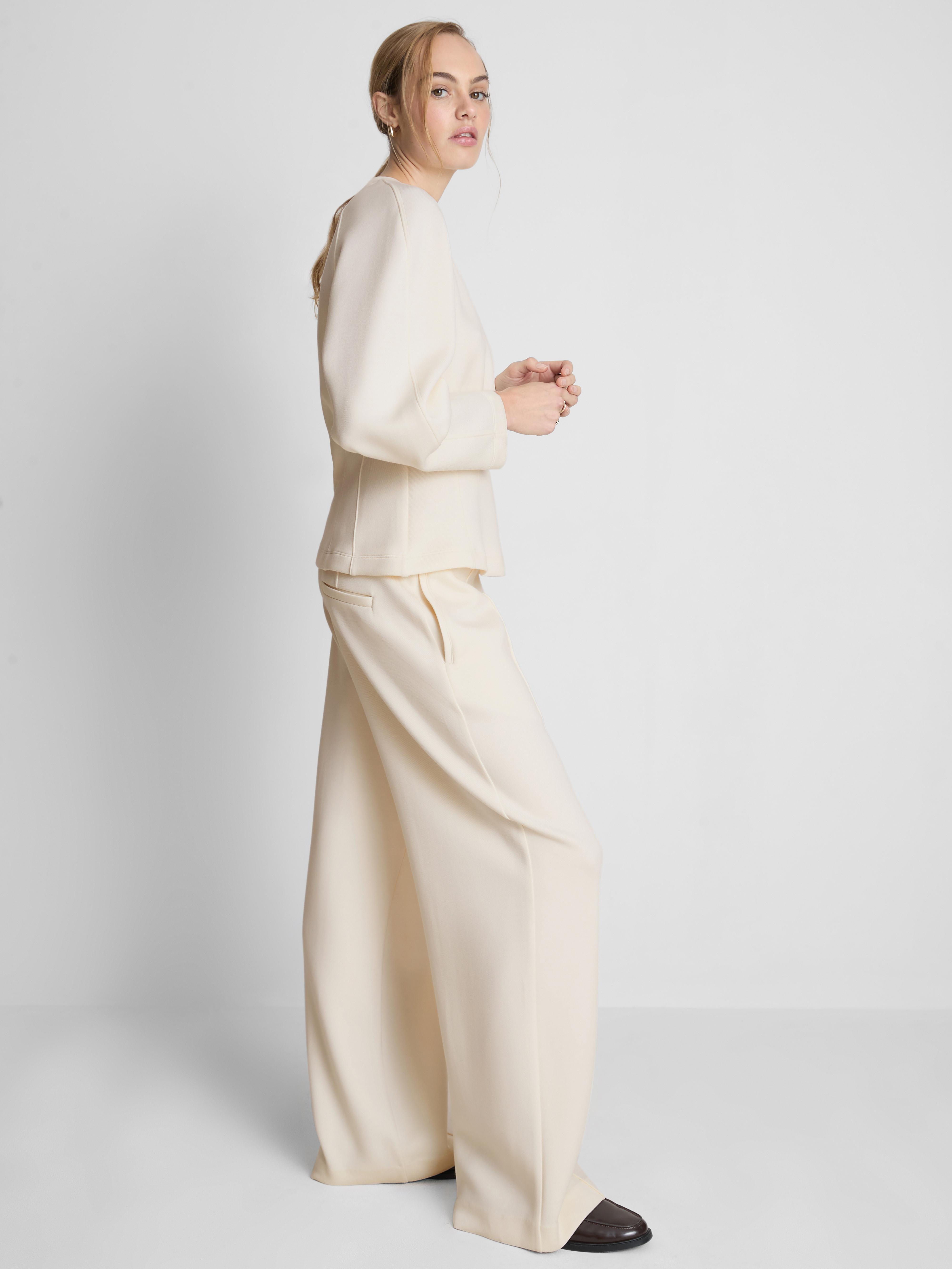 Women's Ivory The Edit Pleated Wide-Leg Pants
