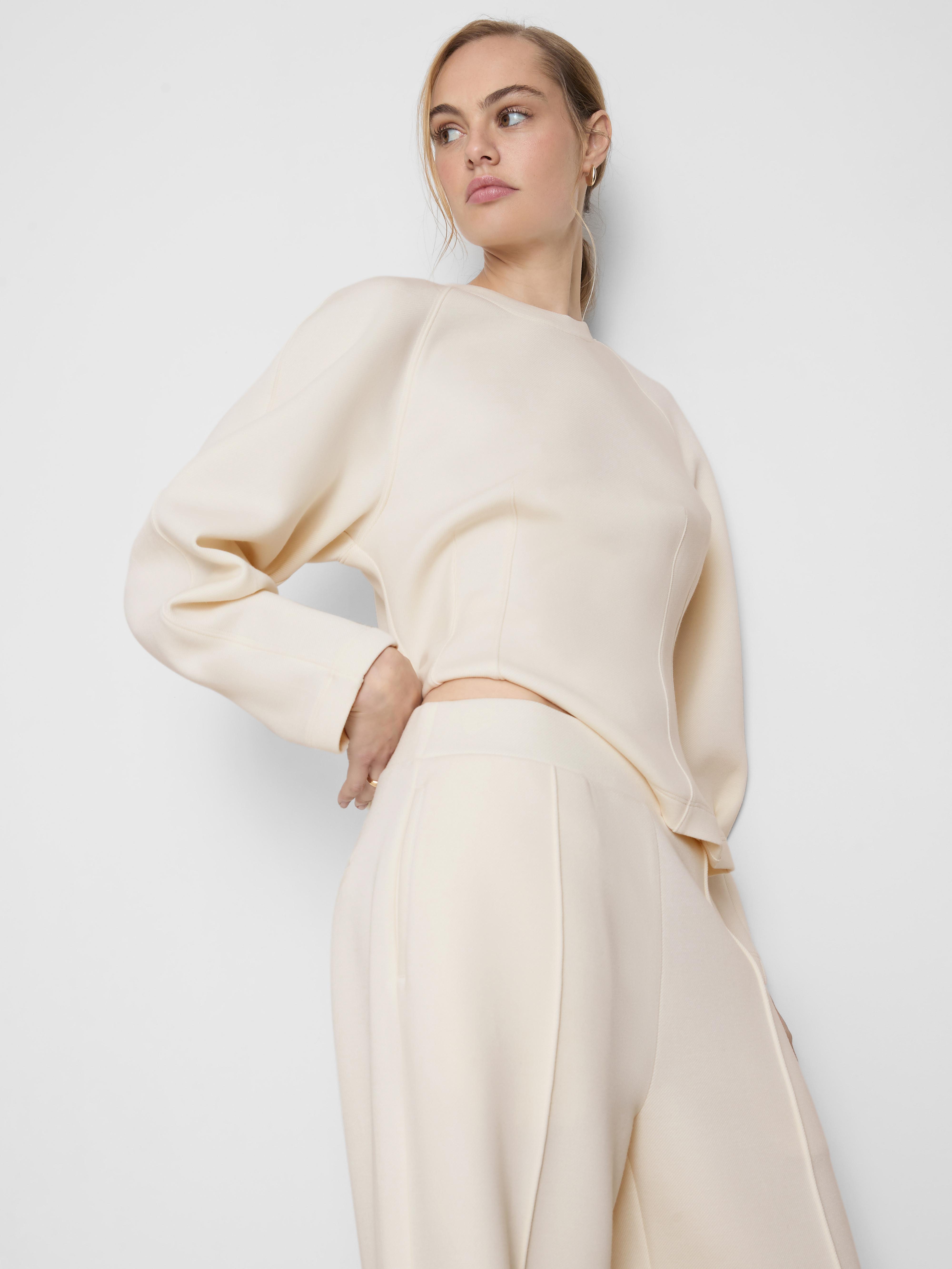 Women's Ivory The Edit Pleated Wide-Leg Pants