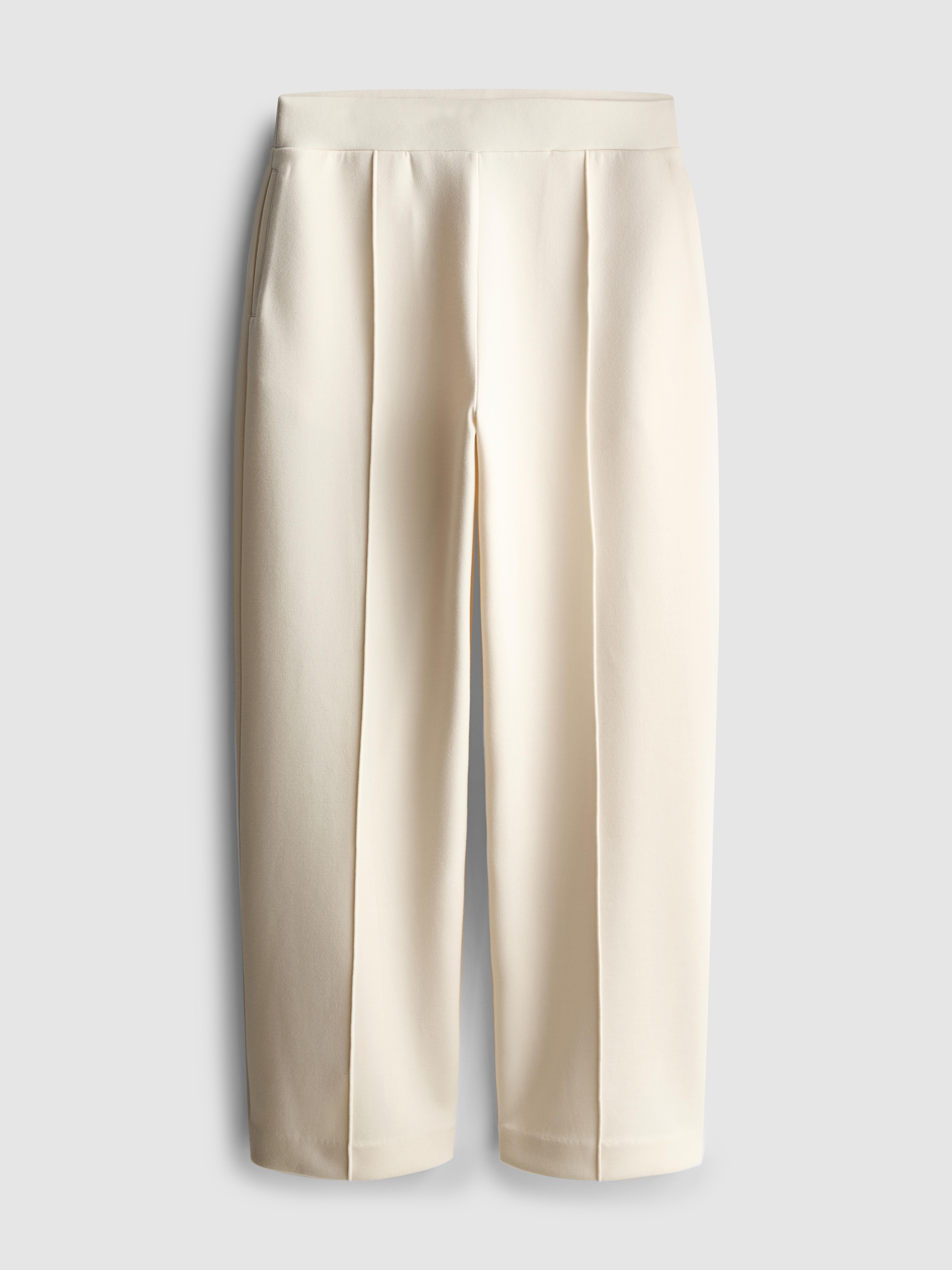 Women's Ivory The Edit Pleated Wide-Leg Pants