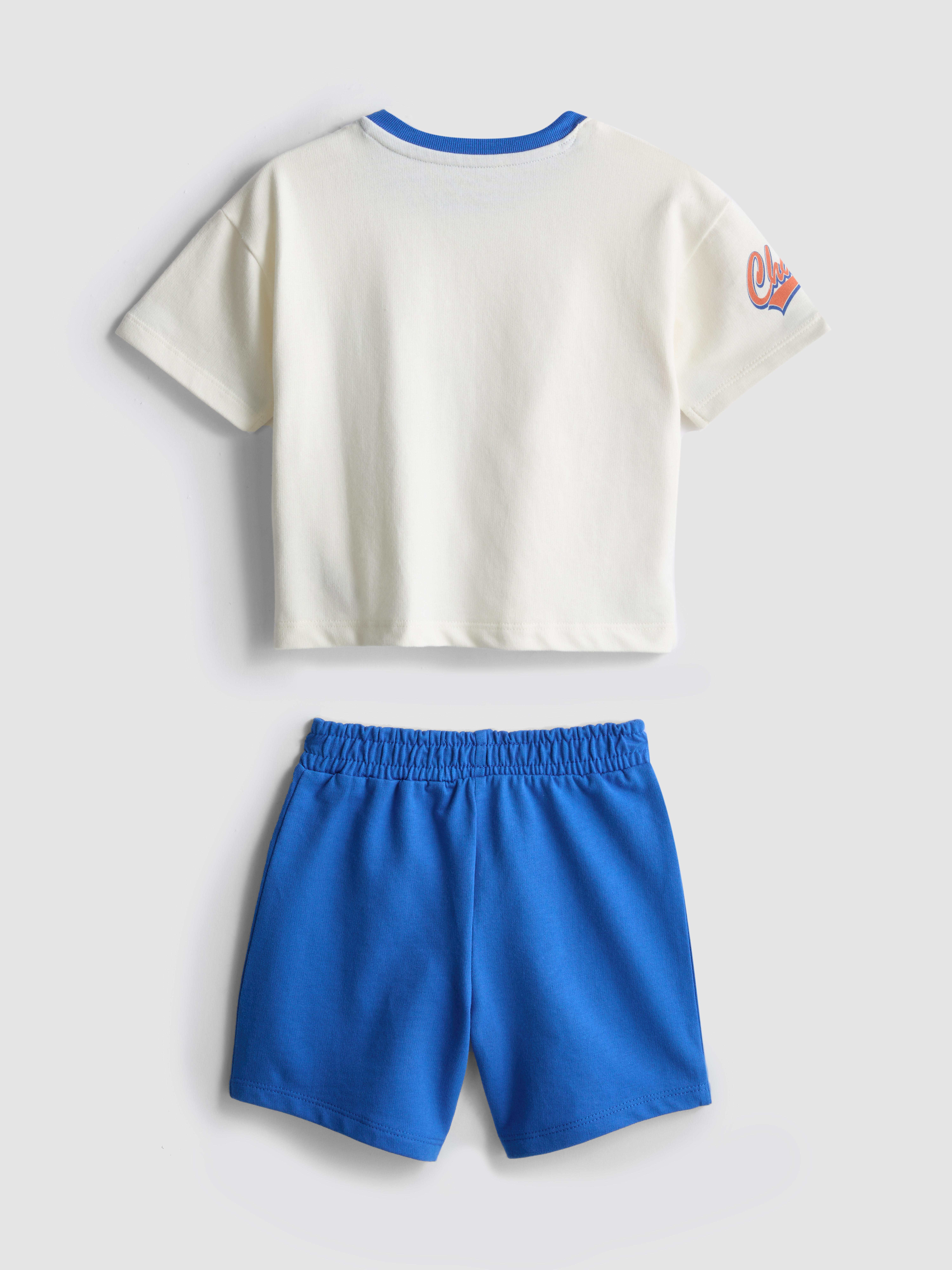 Baby Boys Bright Blue 0-36mths | Basketball Graphic T-Shirt and Shorts Set
