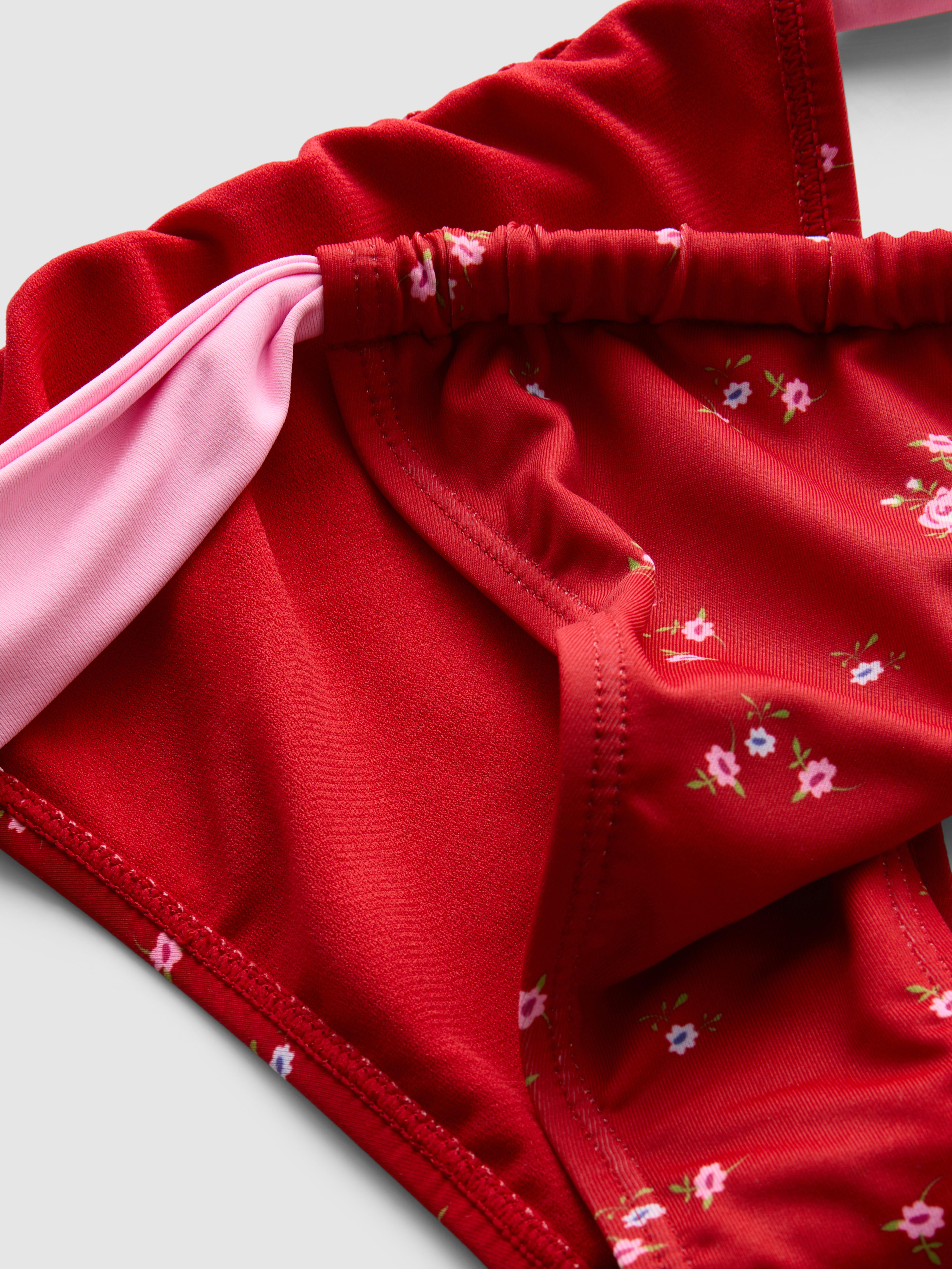 Women's Red Printed Curtain Bikini Bottoms