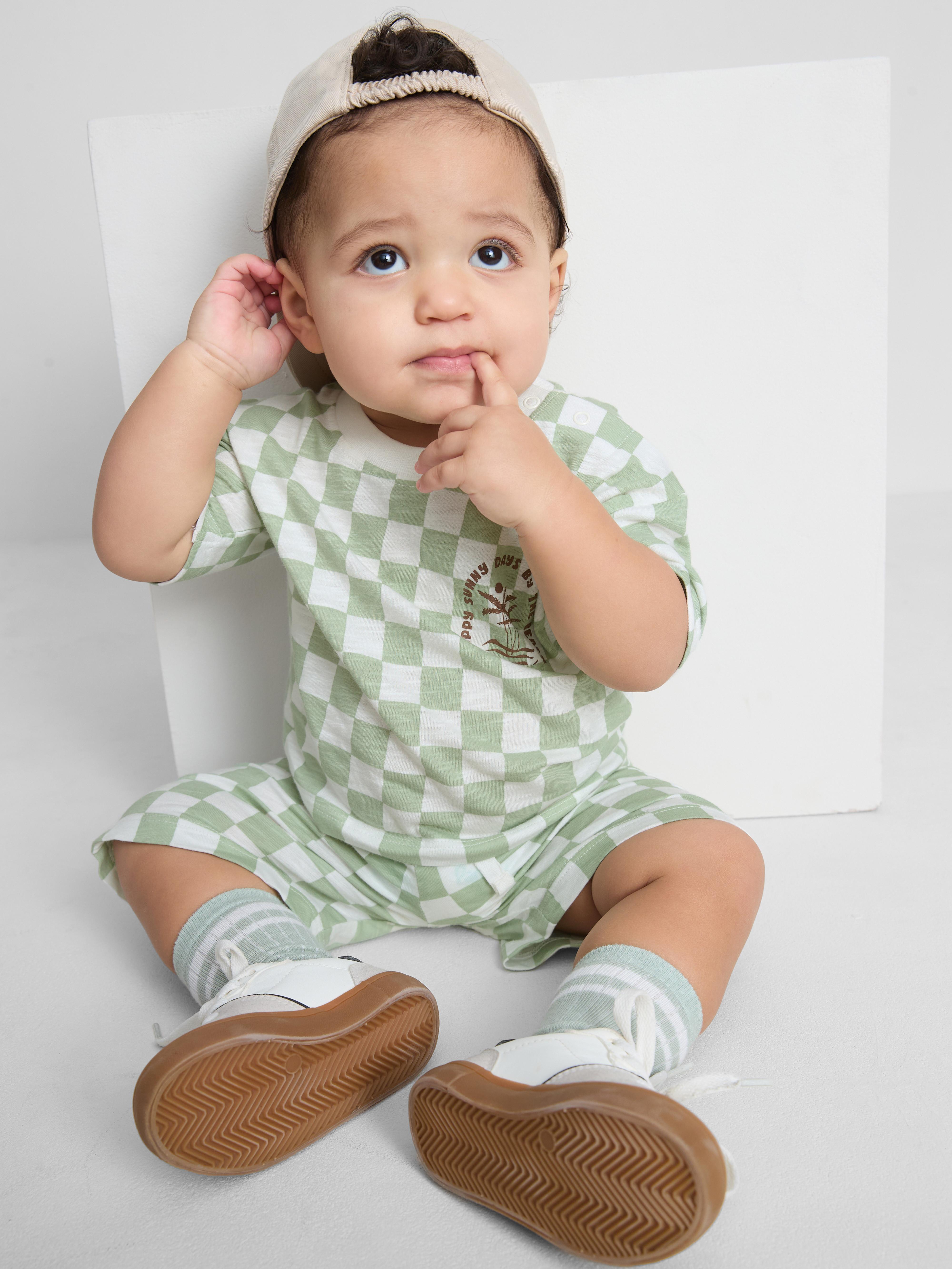 0-36mths | Check Pattern T-Shirt and Shorts Set