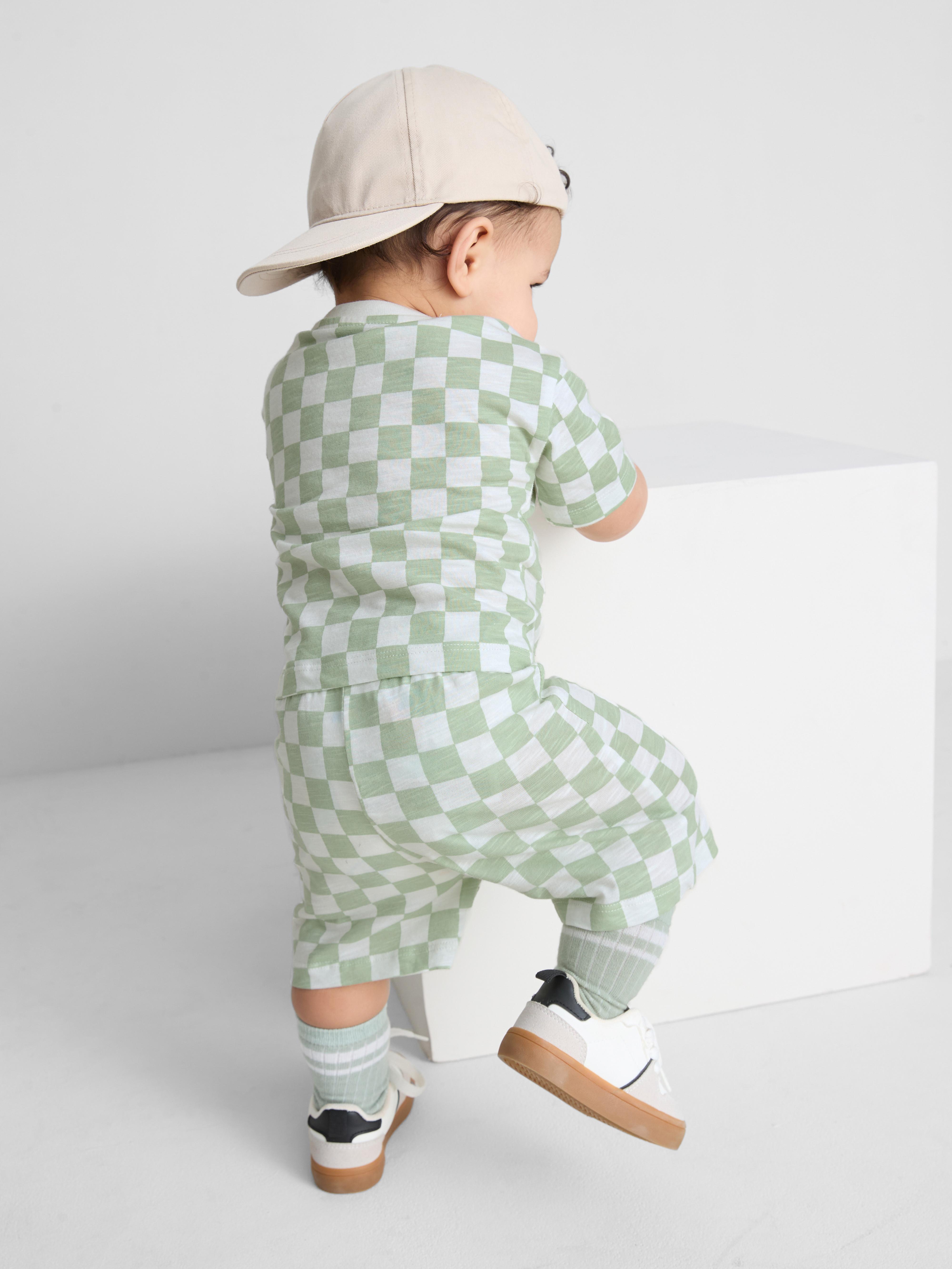 0-36mths | Check Pattern T-Shirt and Shorts Set