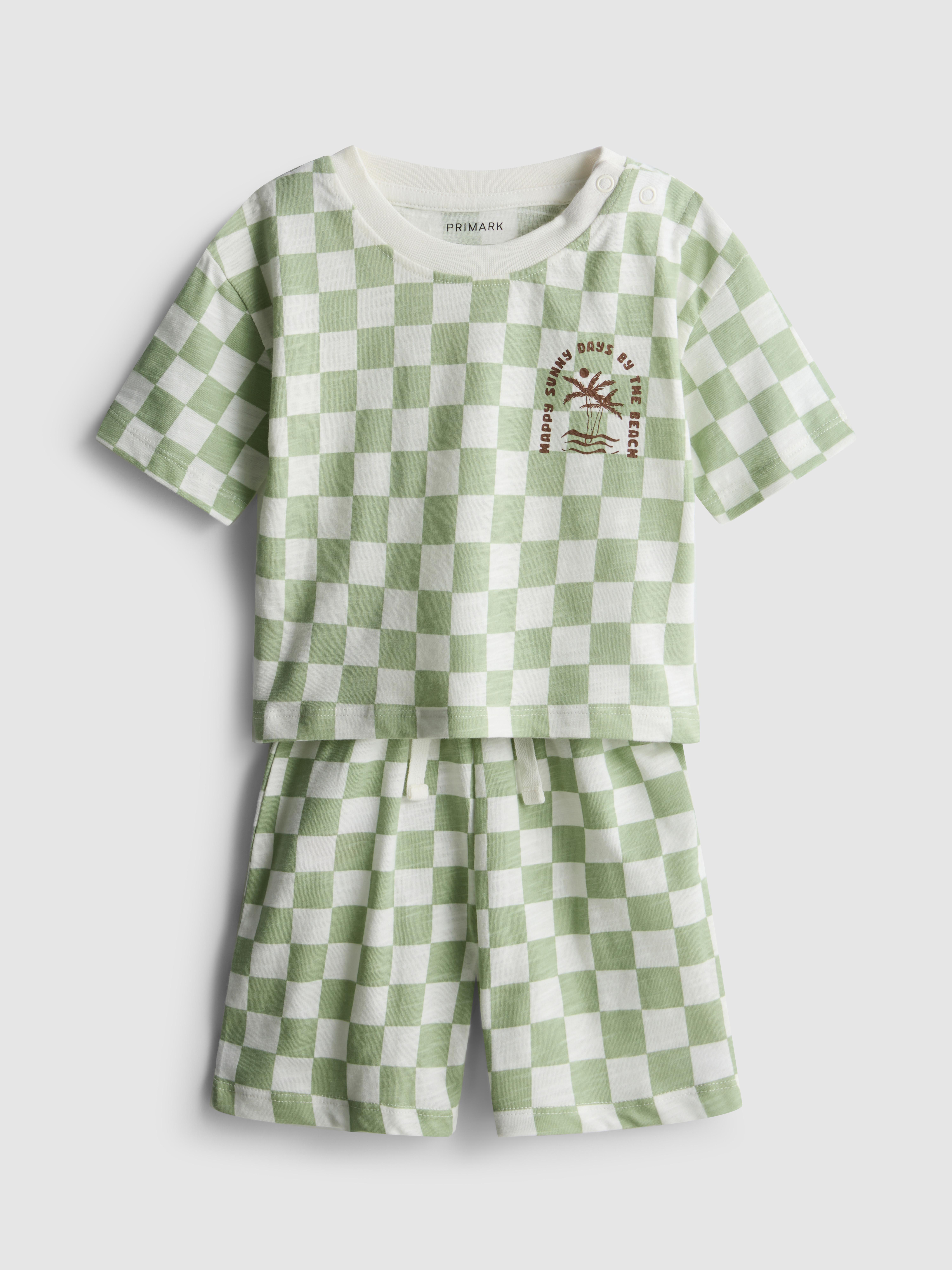 0-36mths | Check Pattern T-Shirt and Shorts Set