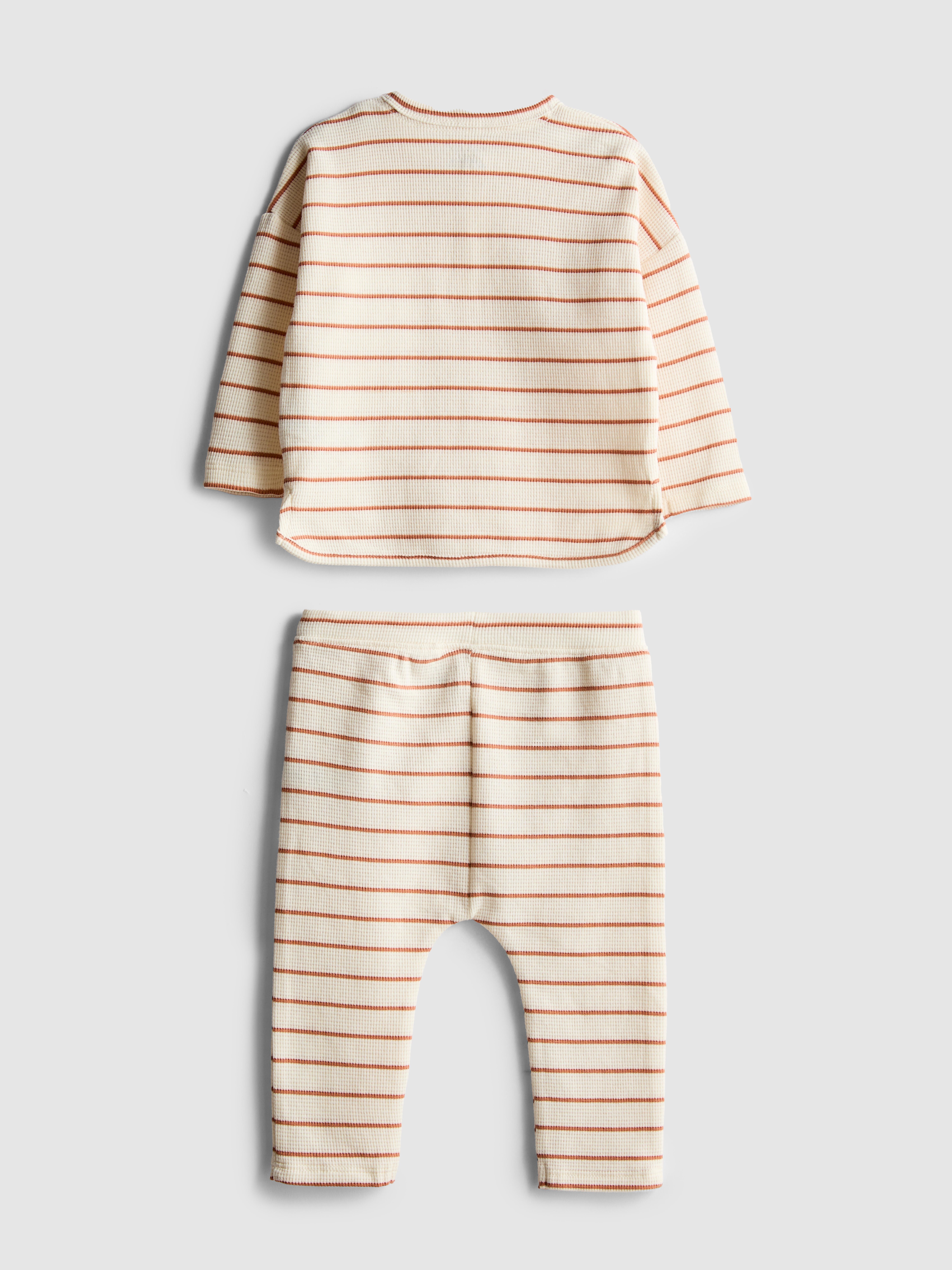 0-36mths | Waffle-Textured Henley Long-Sleeve T-Shirt and Leggings Set