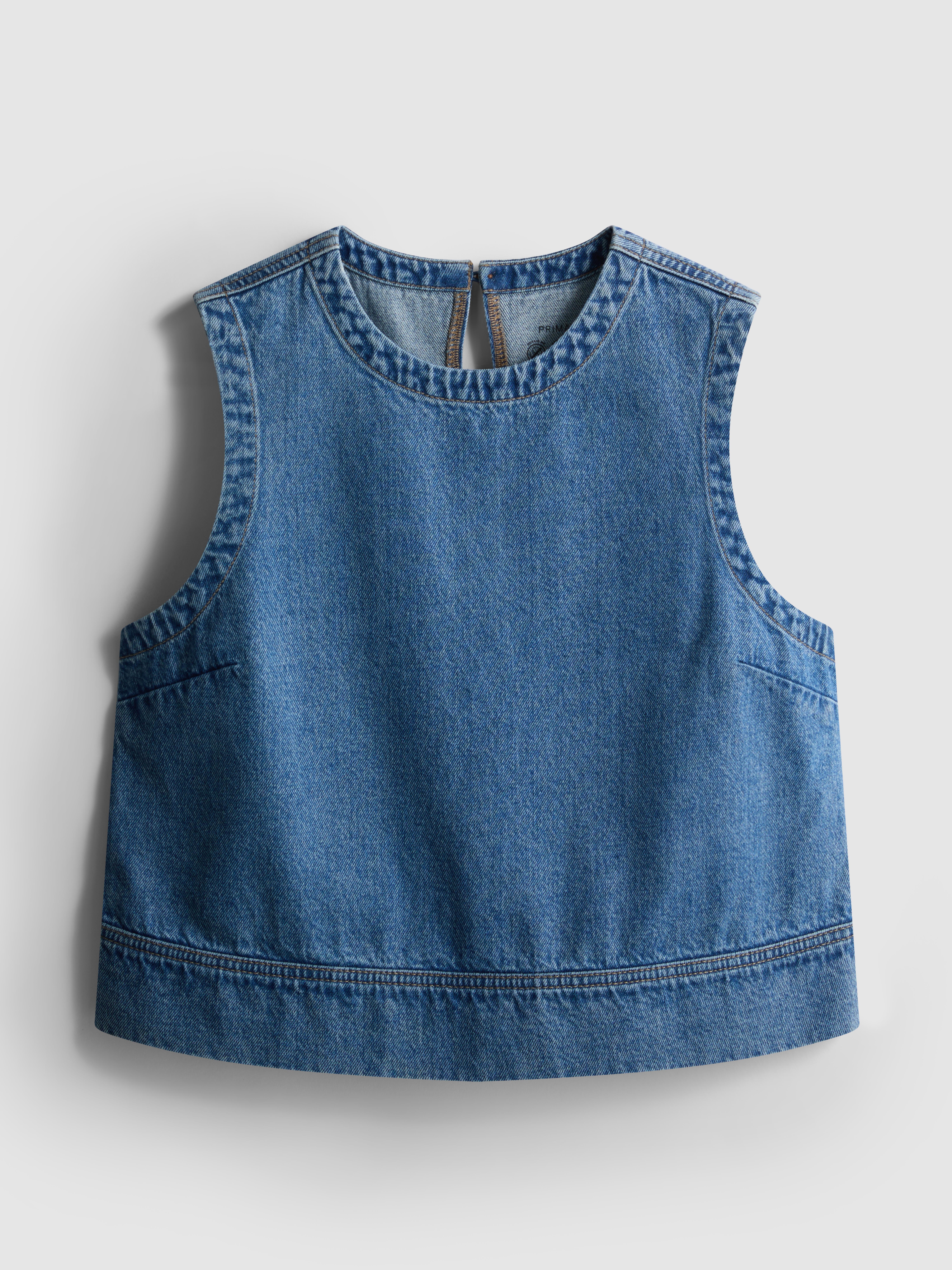 Cropped Denim Shift Top