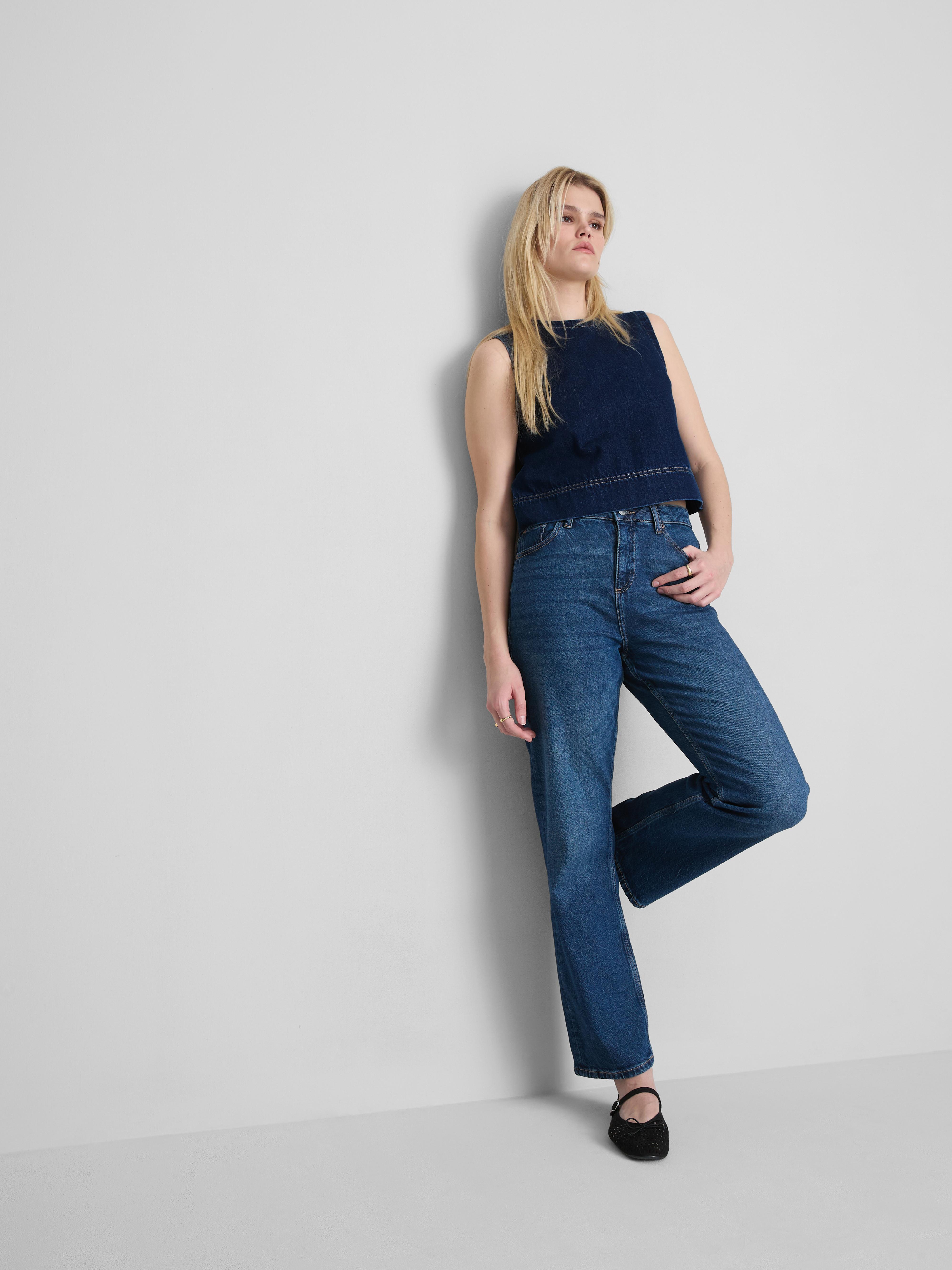 Cropped Denim Shift Top