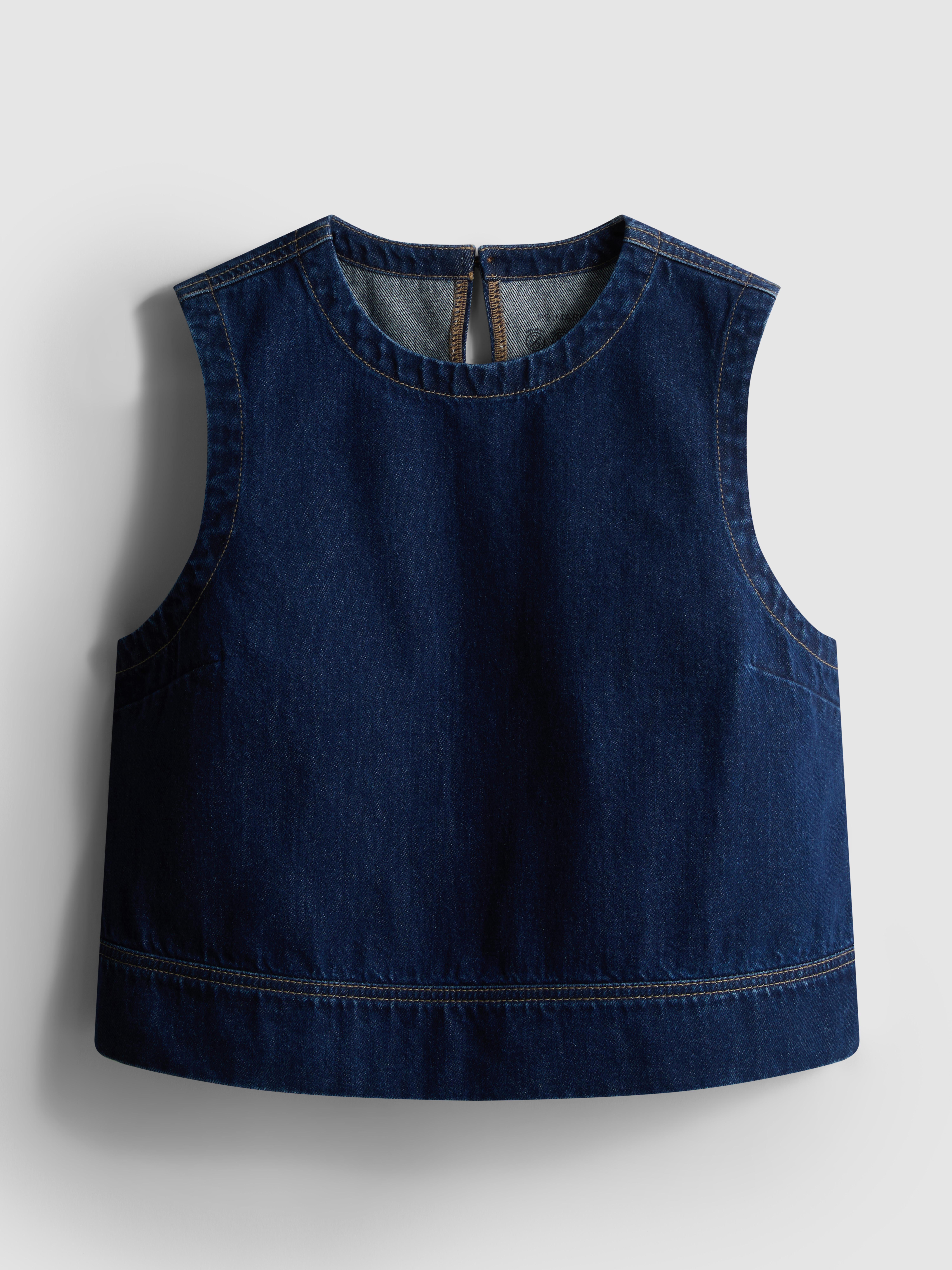 Cropped Denim Shift Top