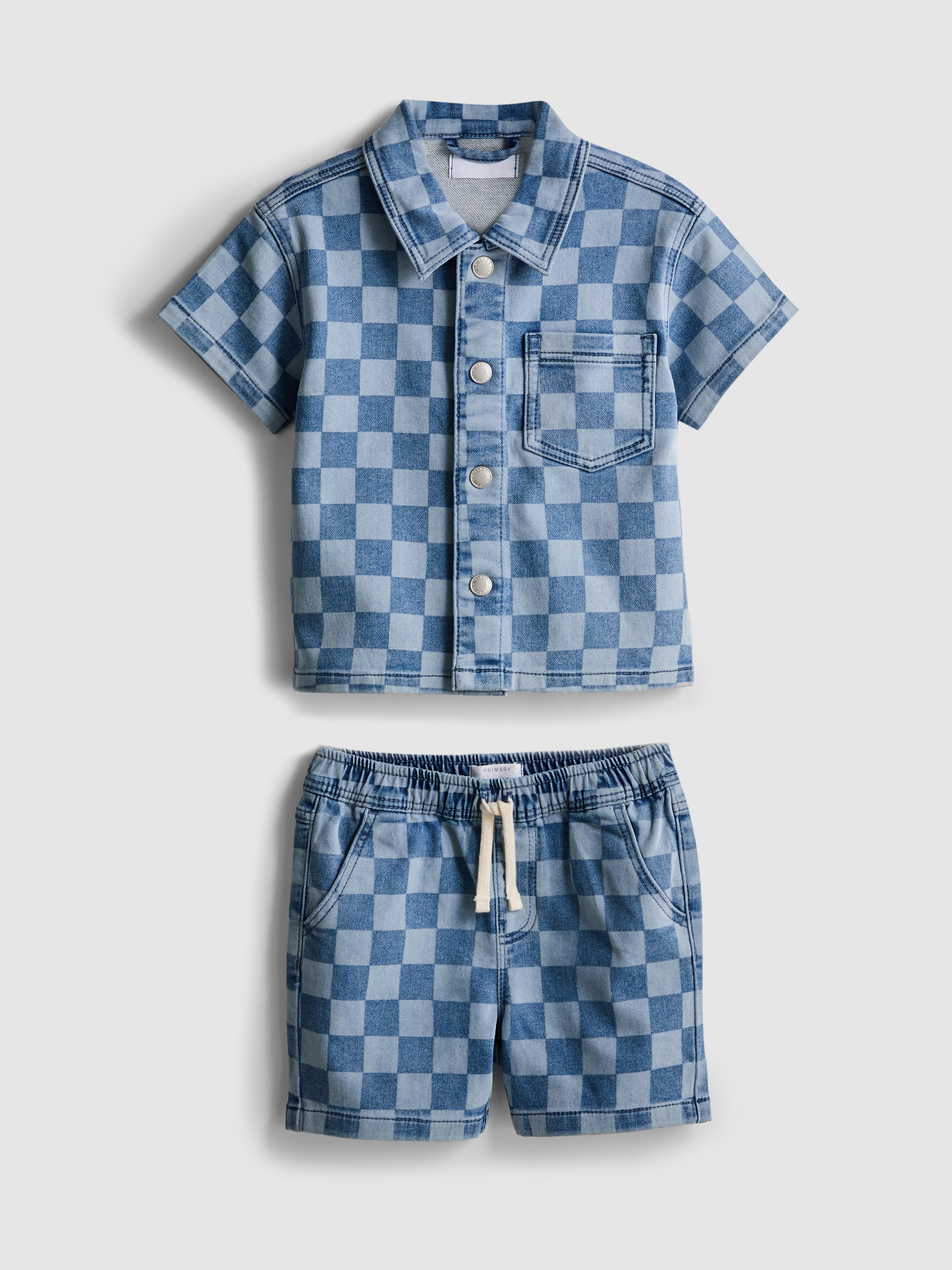 0-36mths | Check Denim Shirt and Shorts Set