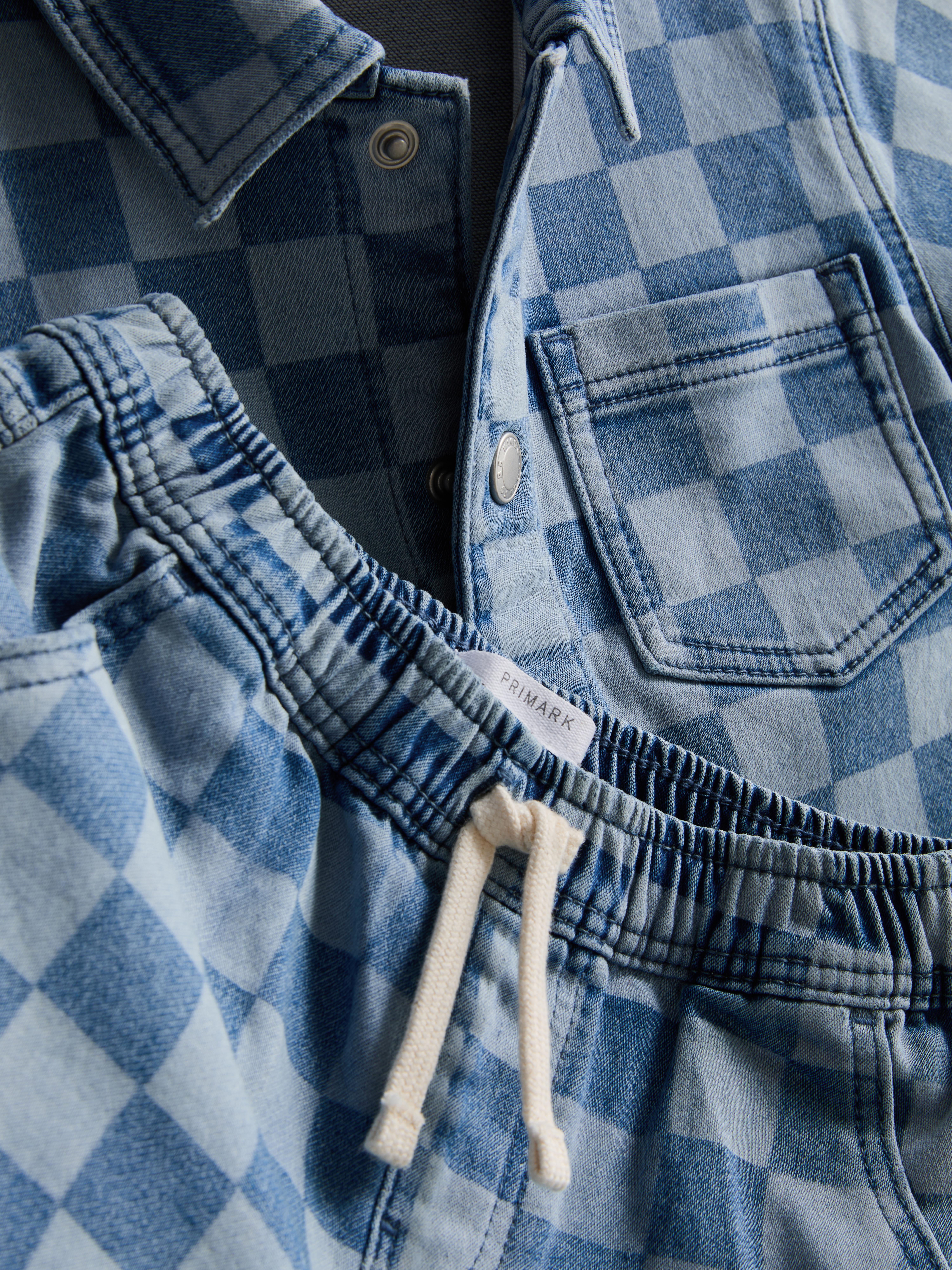 0-36mths | Check Denim Shirt and Shorts Set