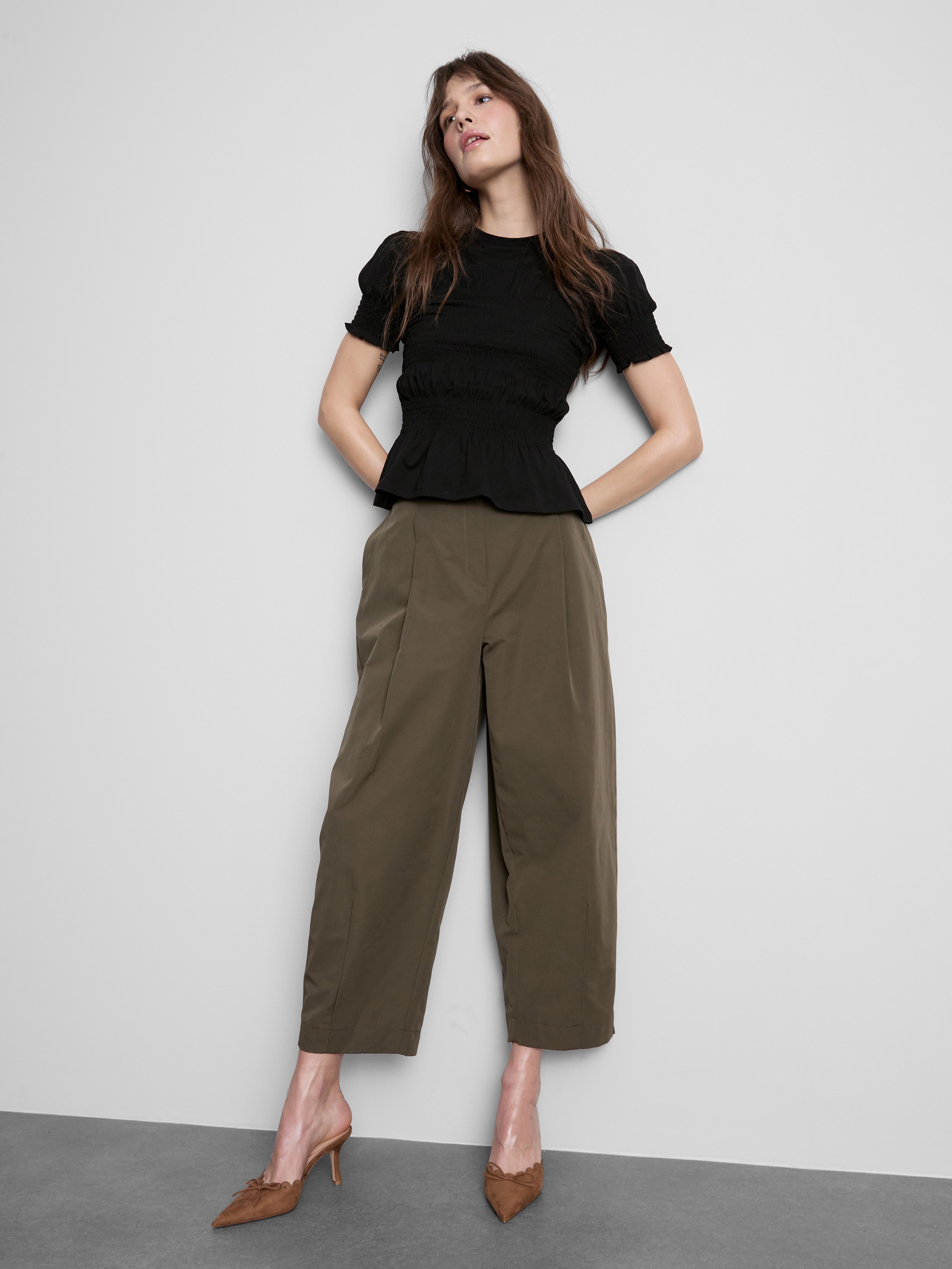 Cotton Shirred Short Sleeve Tee