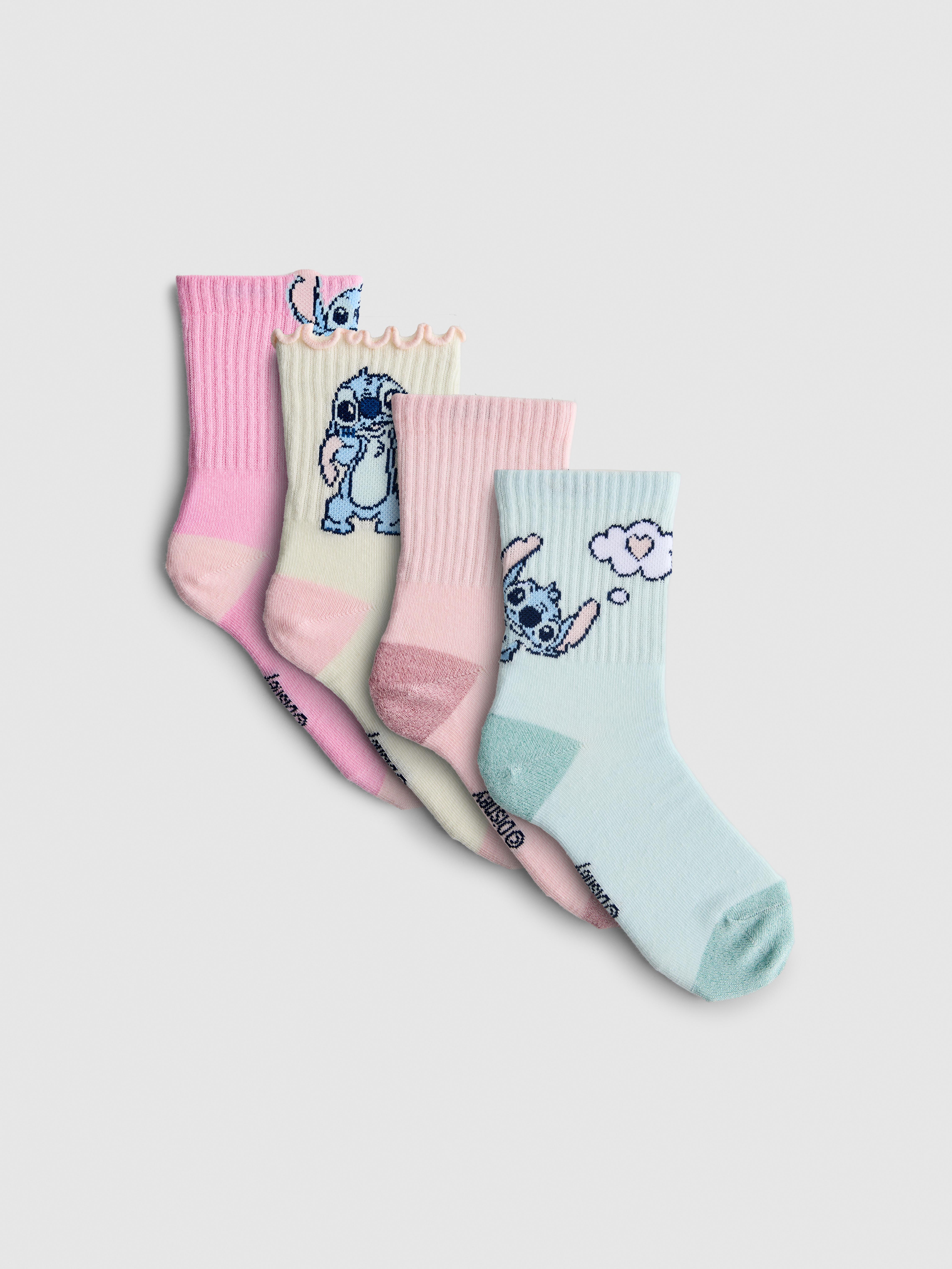 Girls Pink 4-Pack Disney’s Stitch Ankle Socks