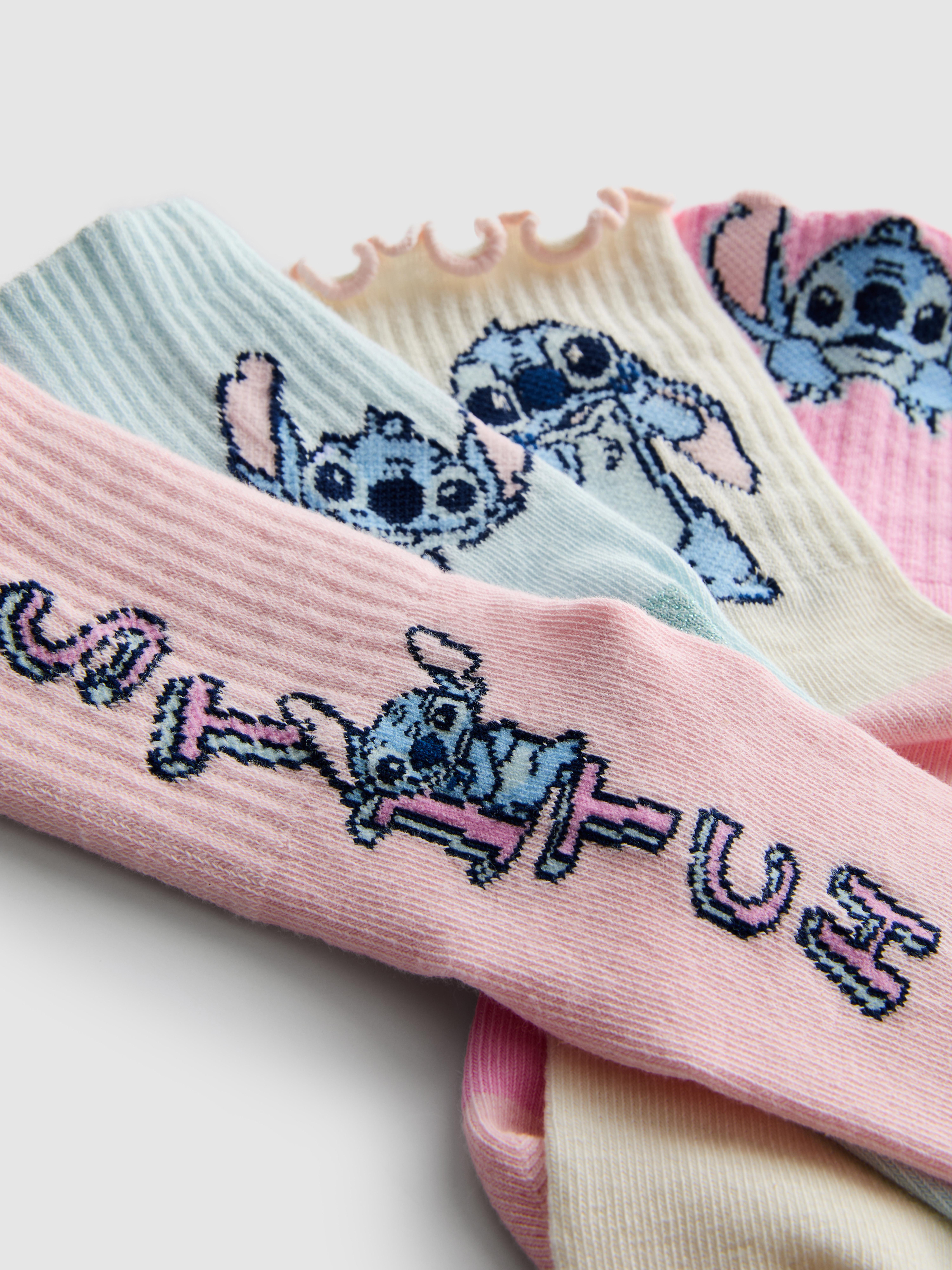 Girls Pink 4-Pack Disney’s Stitch Ankle Socks