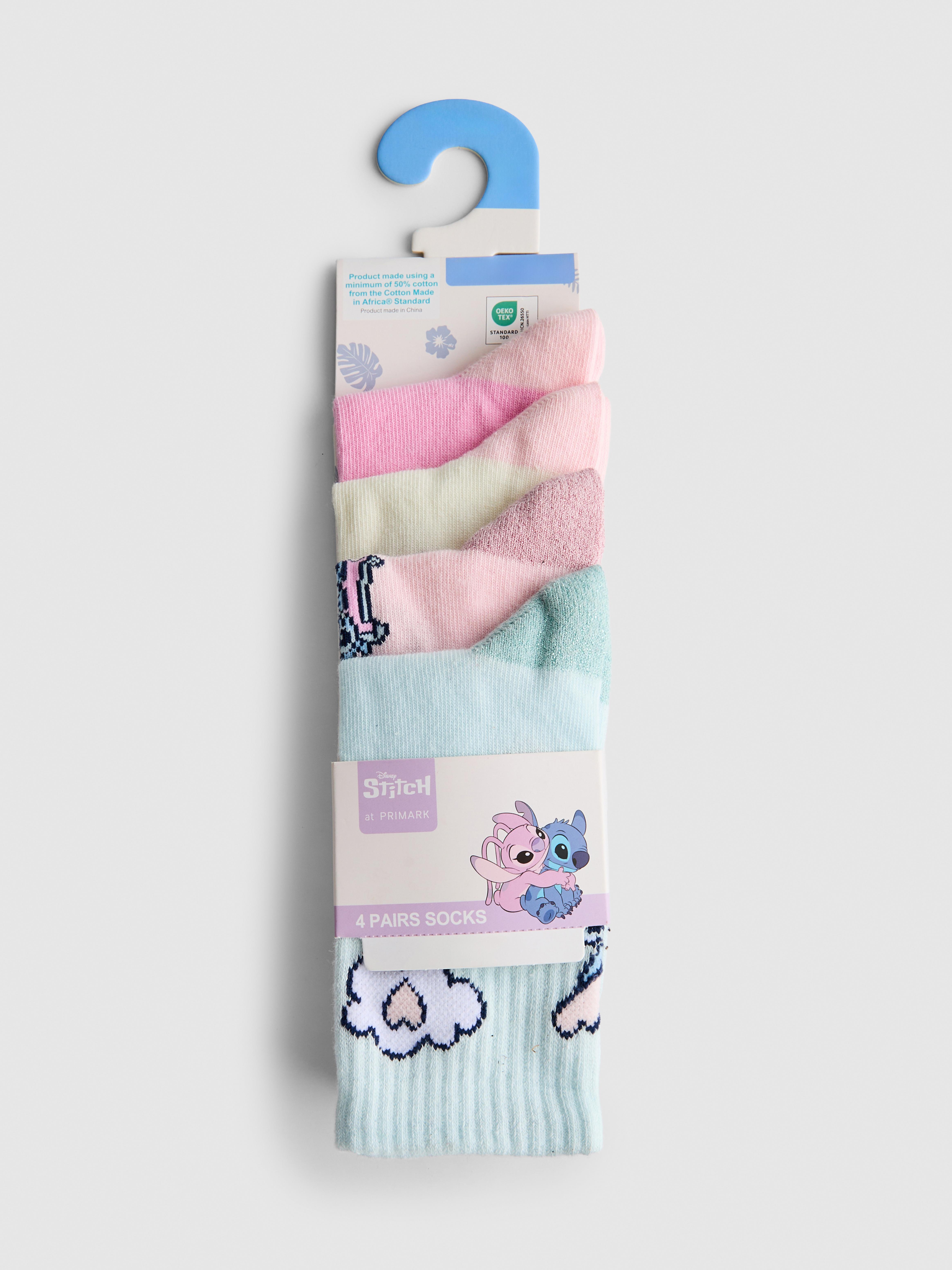Girls Pink 4-Pack Disney’s Stitch Ankle Socks