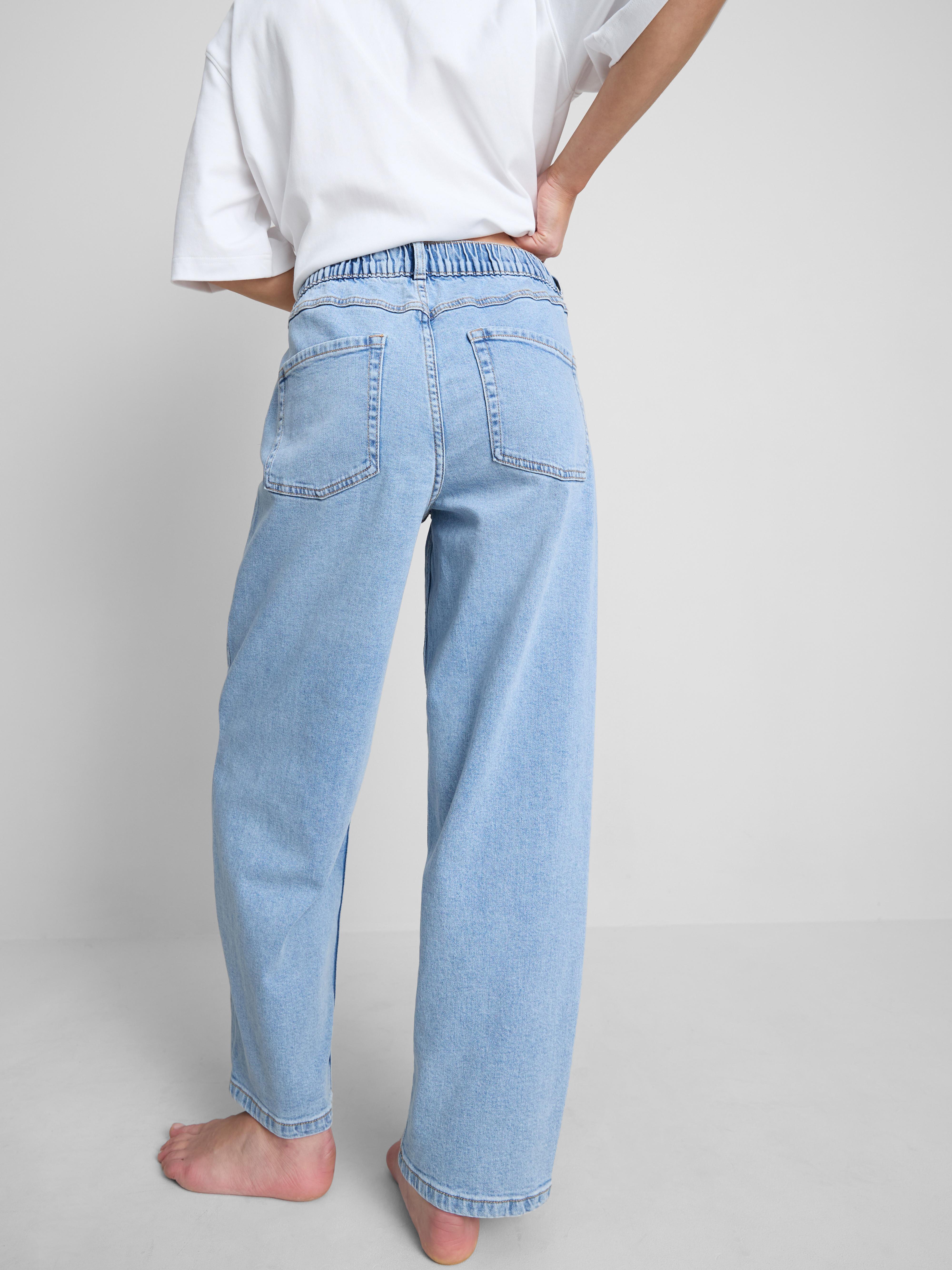 Cotton Denim Tapered Boyfriend Jeans