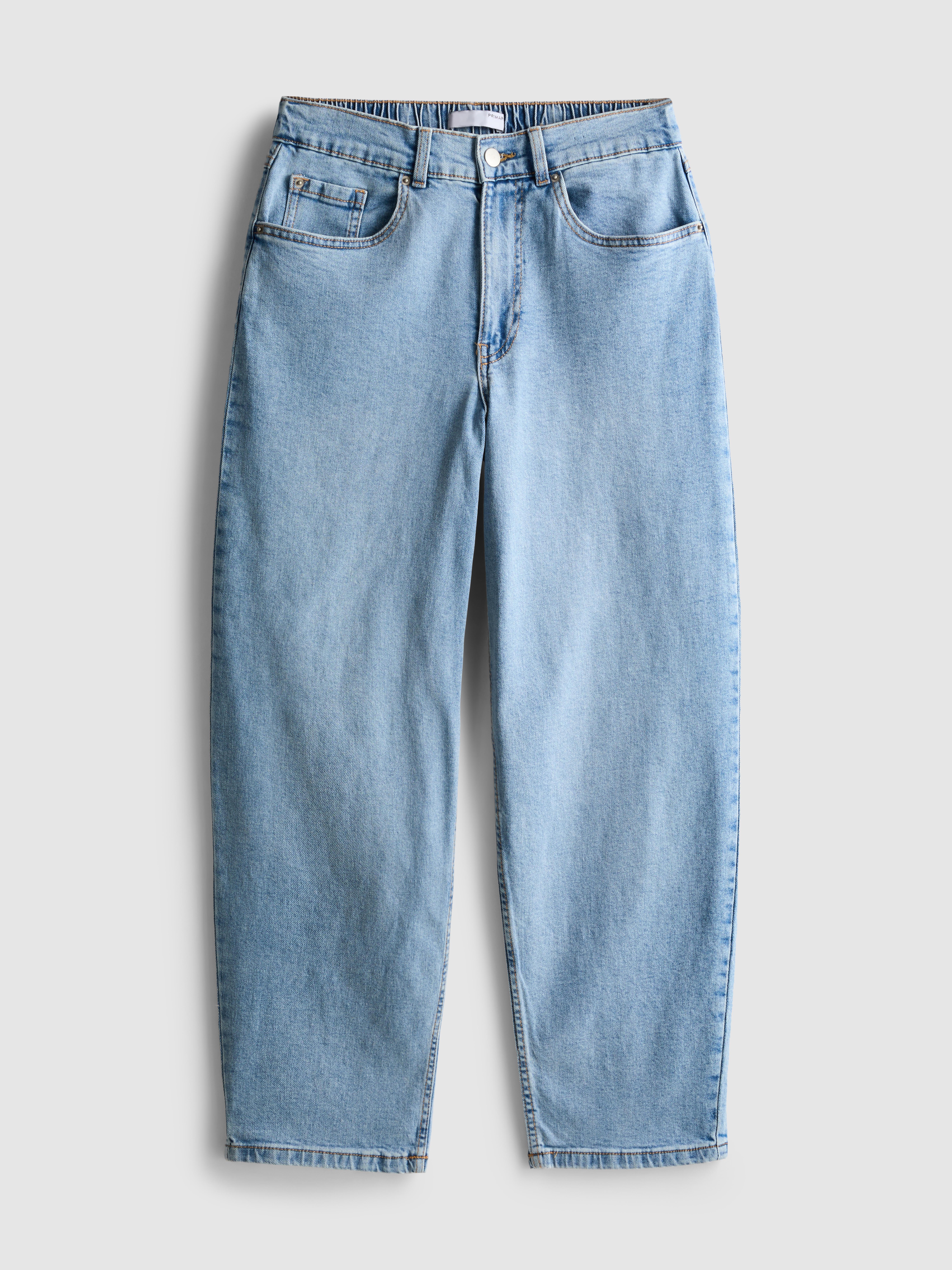 Cotton Denim Tapered Boyfriend Jeans