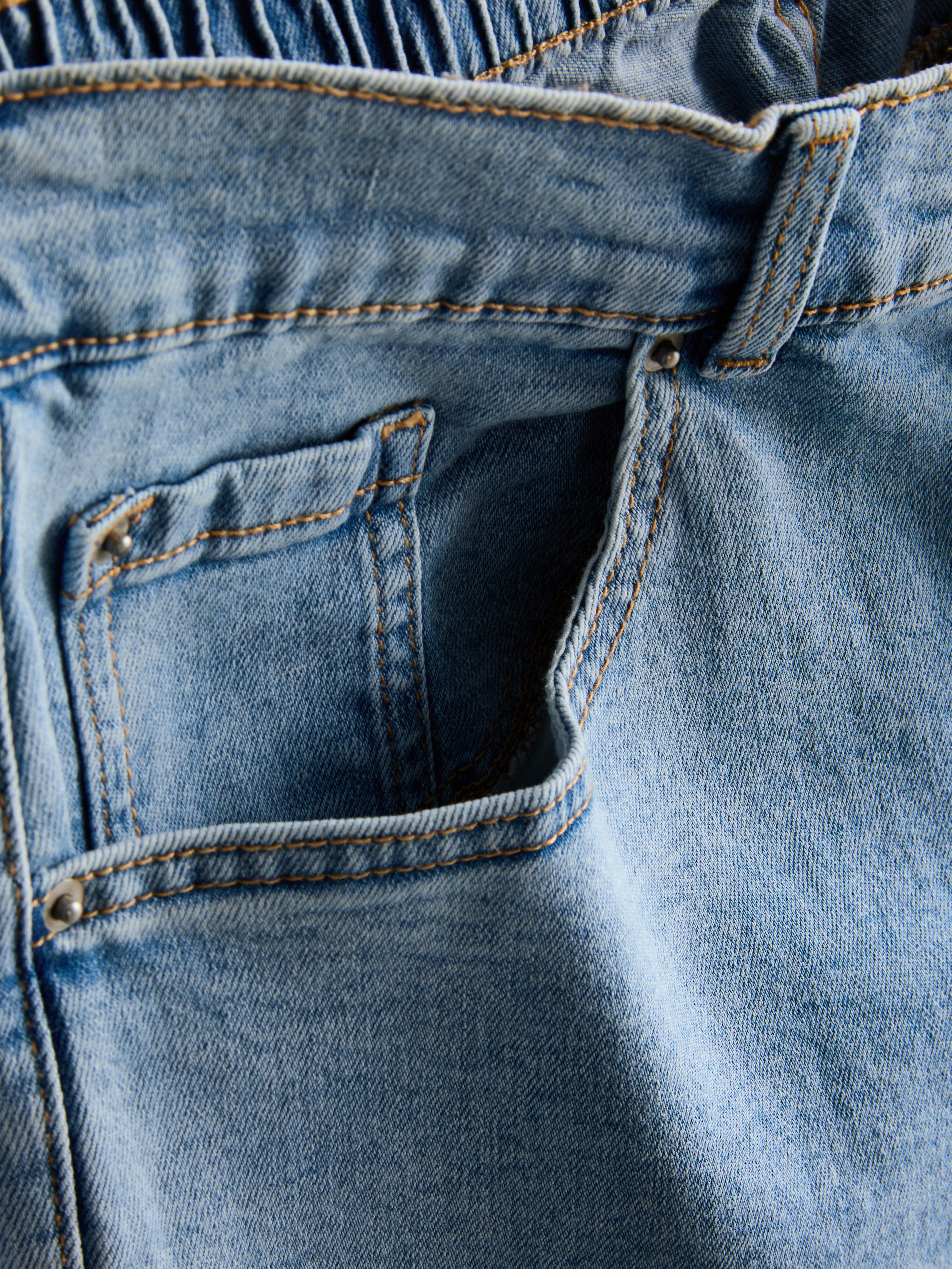 Cotton Denim Tapered Boyfriend Jeans