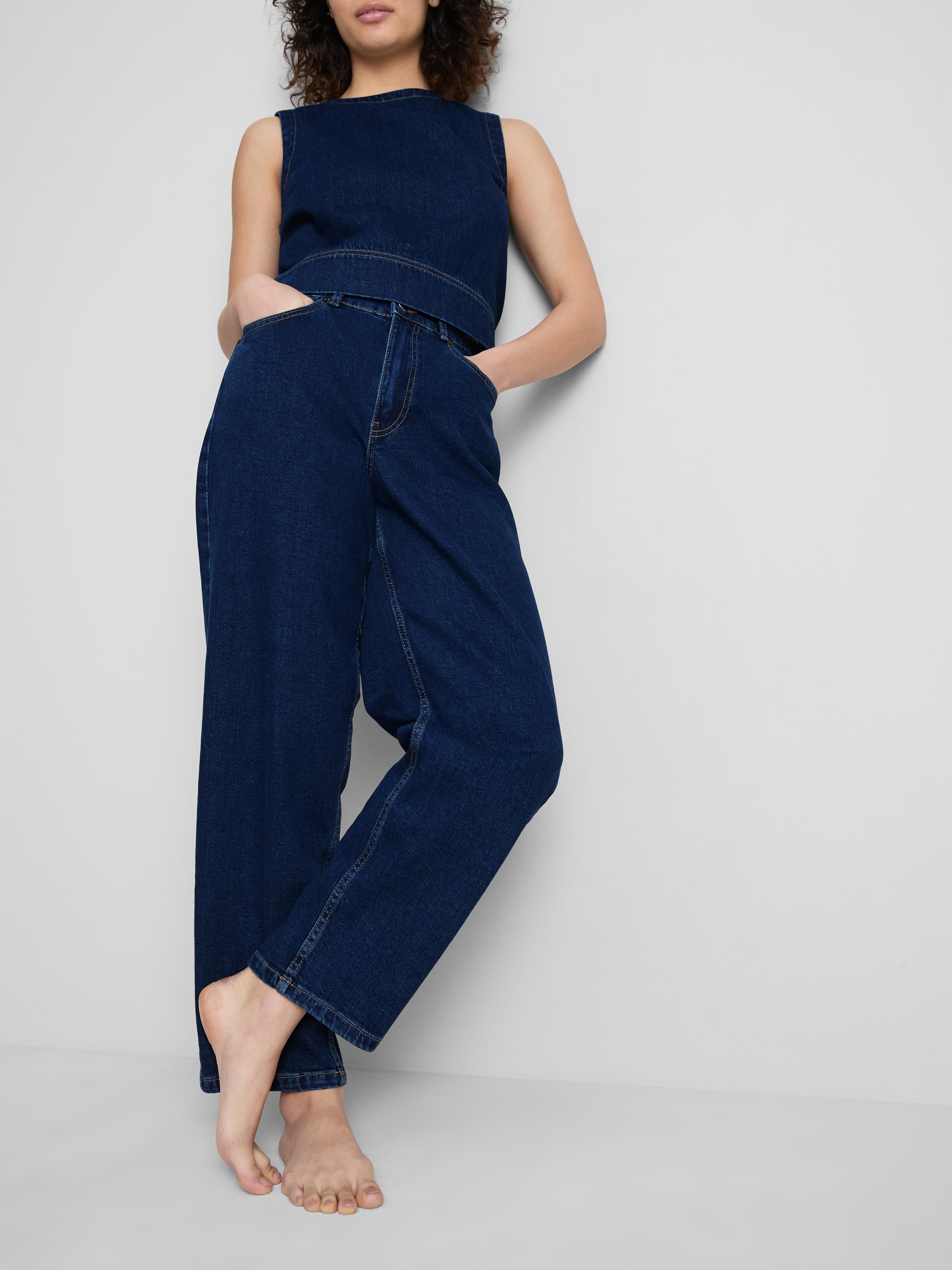 Cotton Denim Tapered Boyfriend Jeans