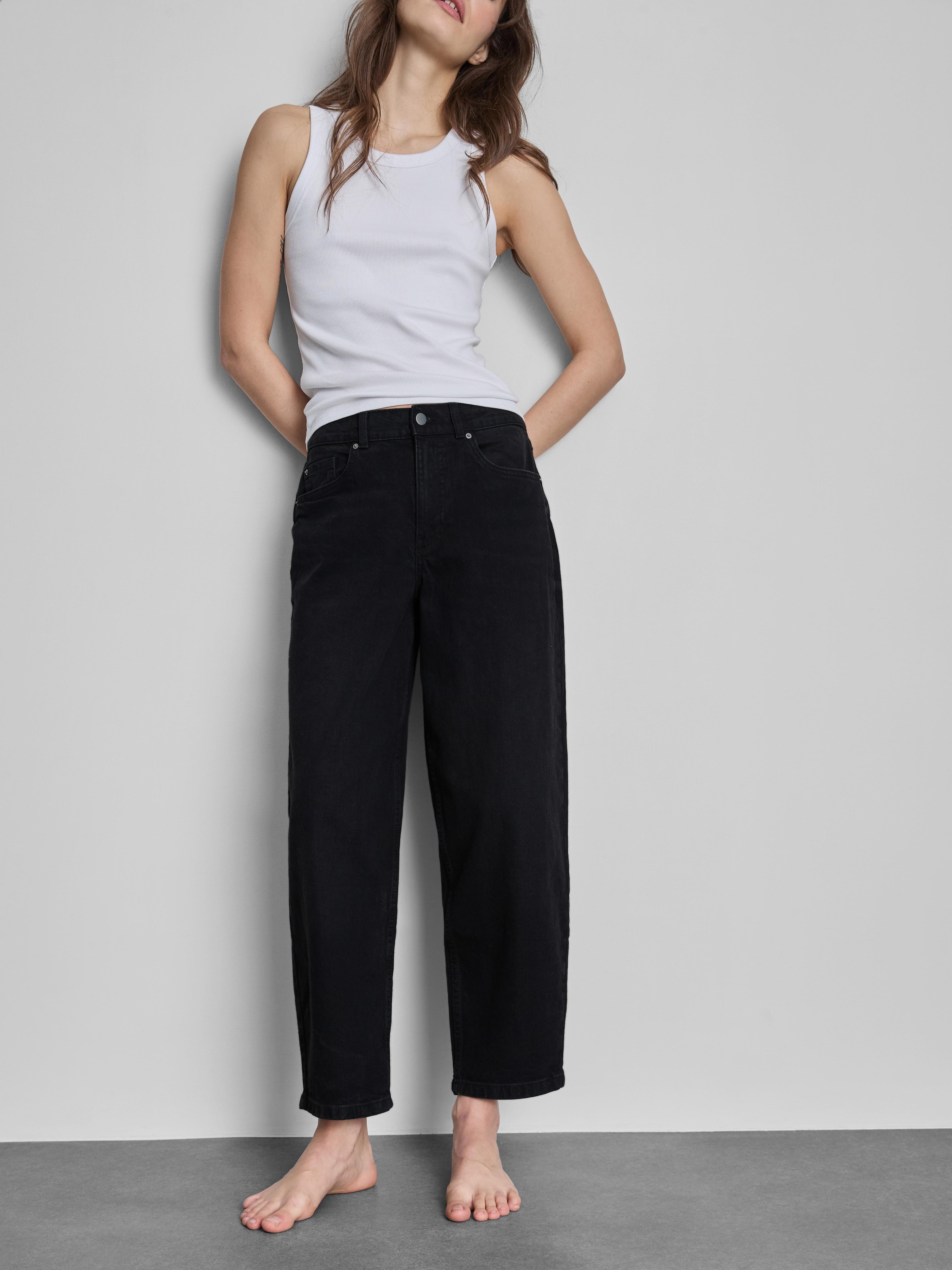 Cotton Denim Tapered Boyfriend Jeans