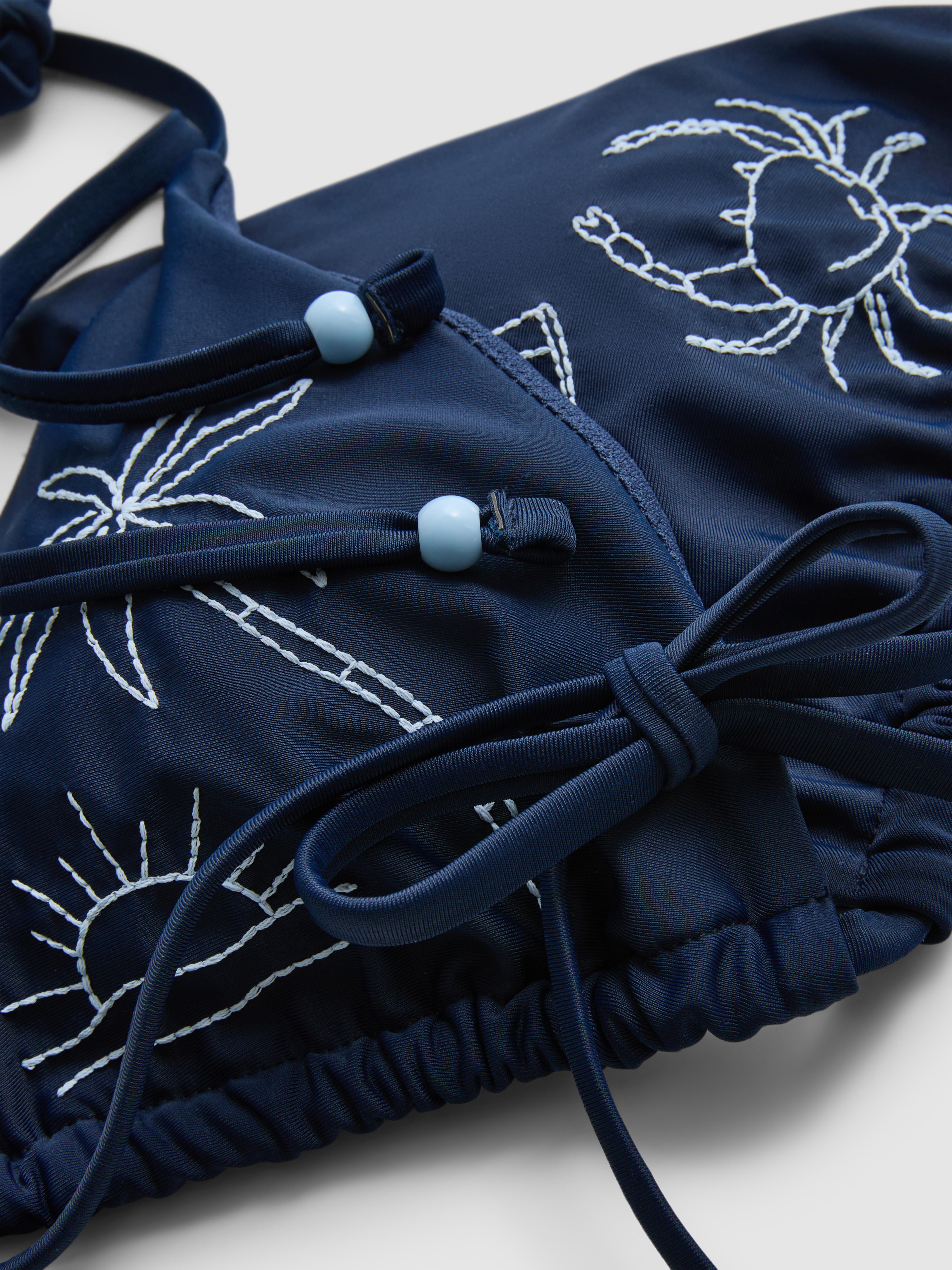 Embroidered Triangle Bikini Top