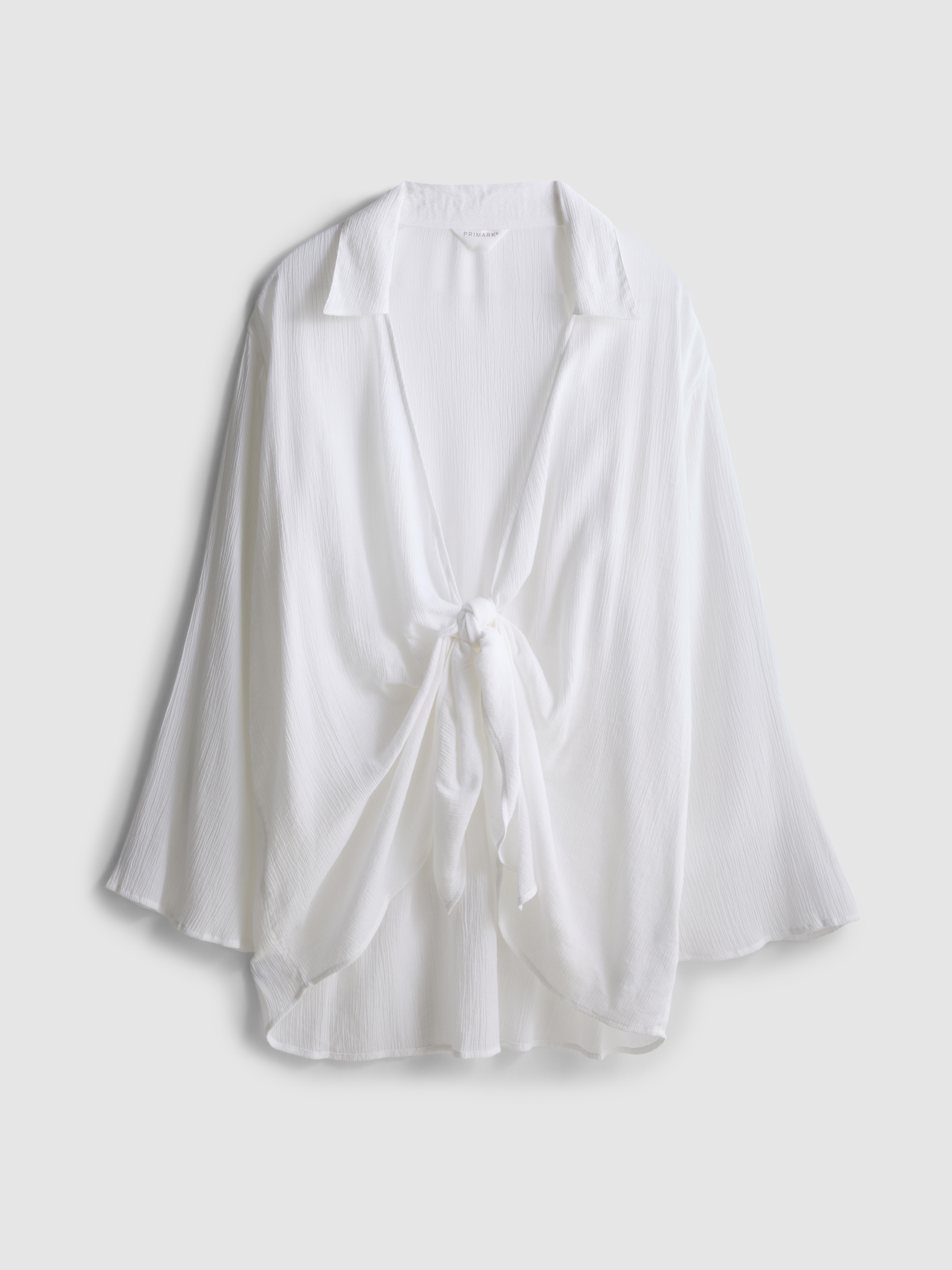 Women's White Tie-Front Beach Shirt