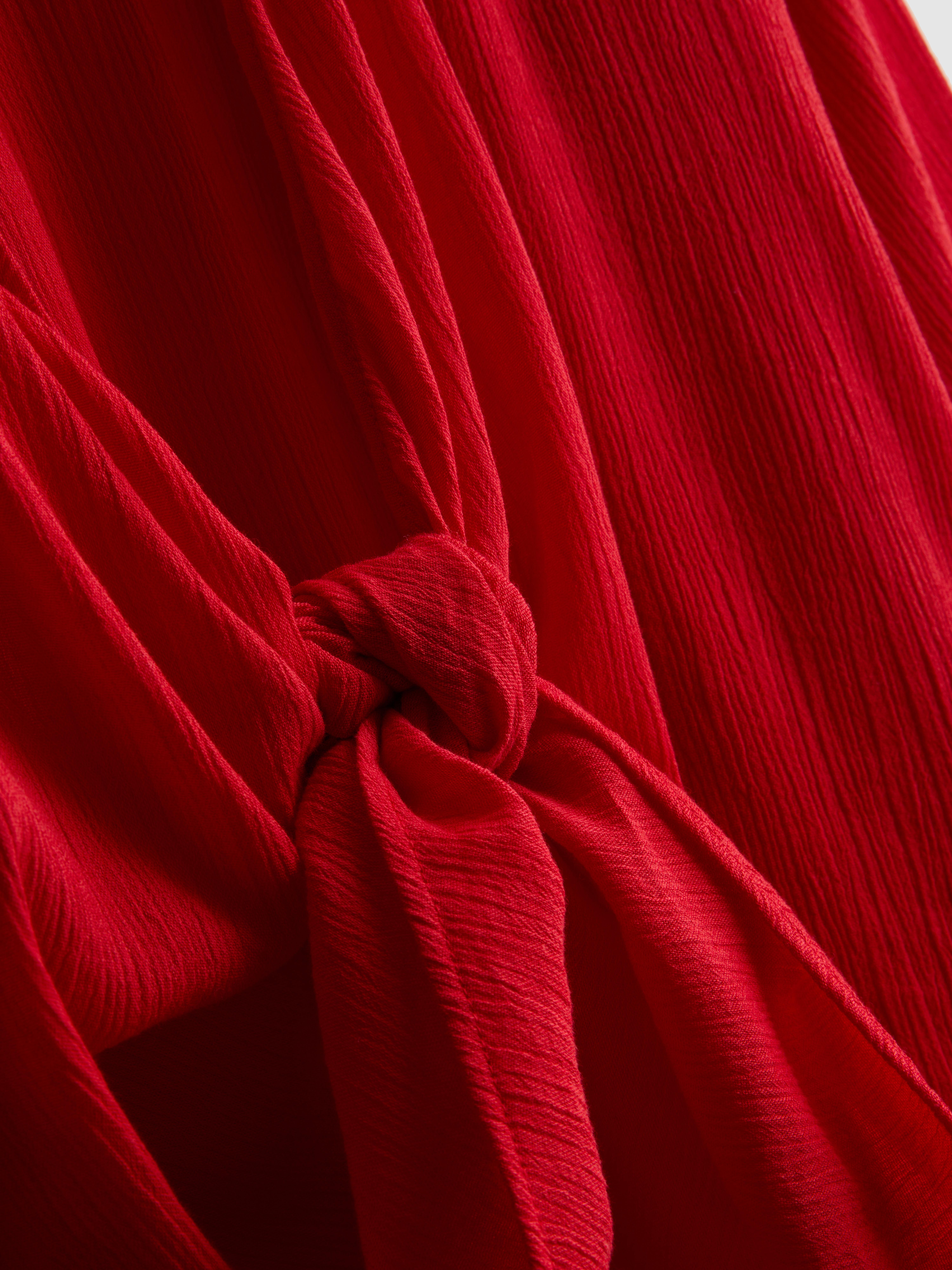 Women's Red Tie-Front Beach Shirt