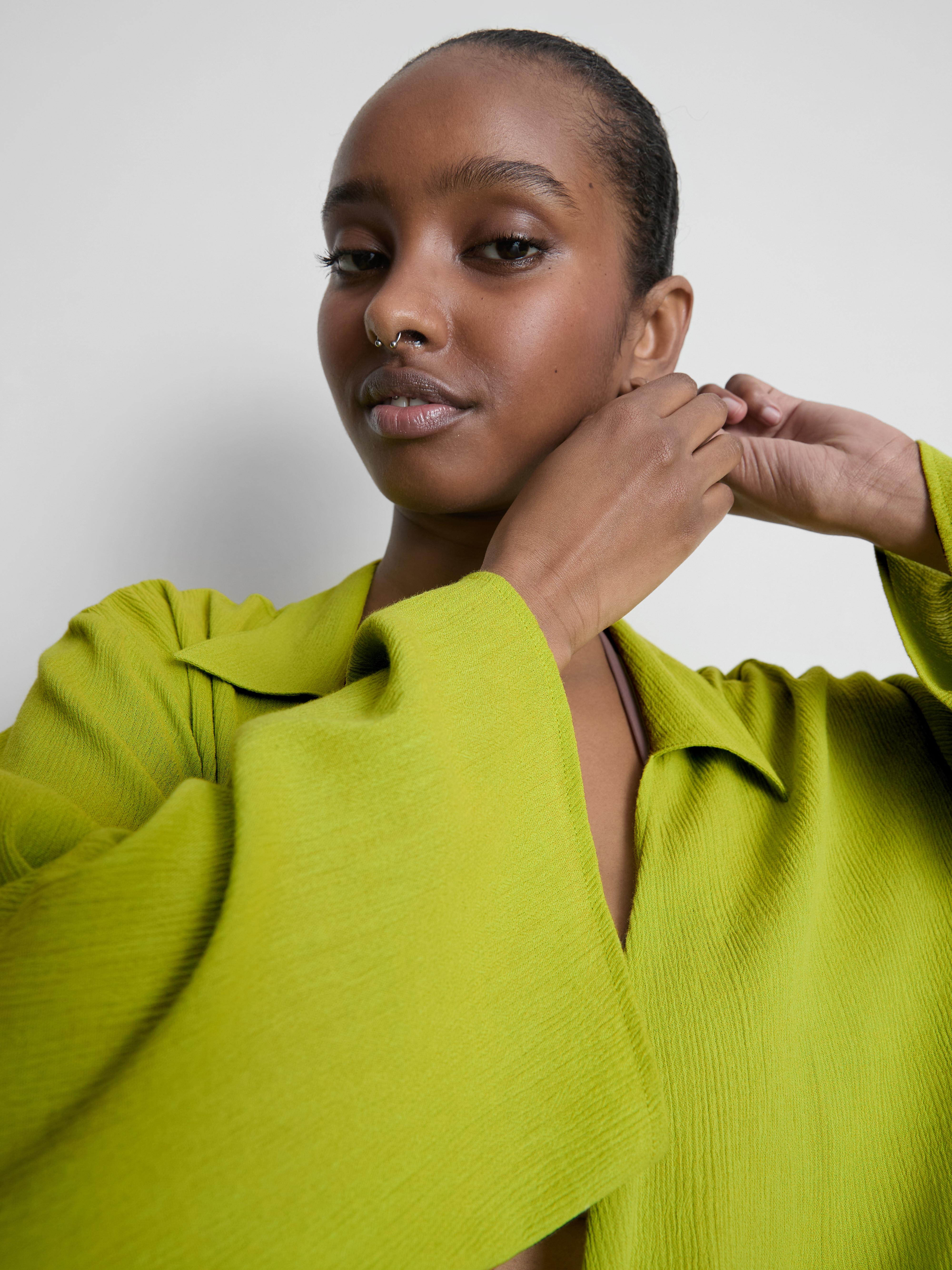 Women's Bright Green Tie-Front Beach Shirt