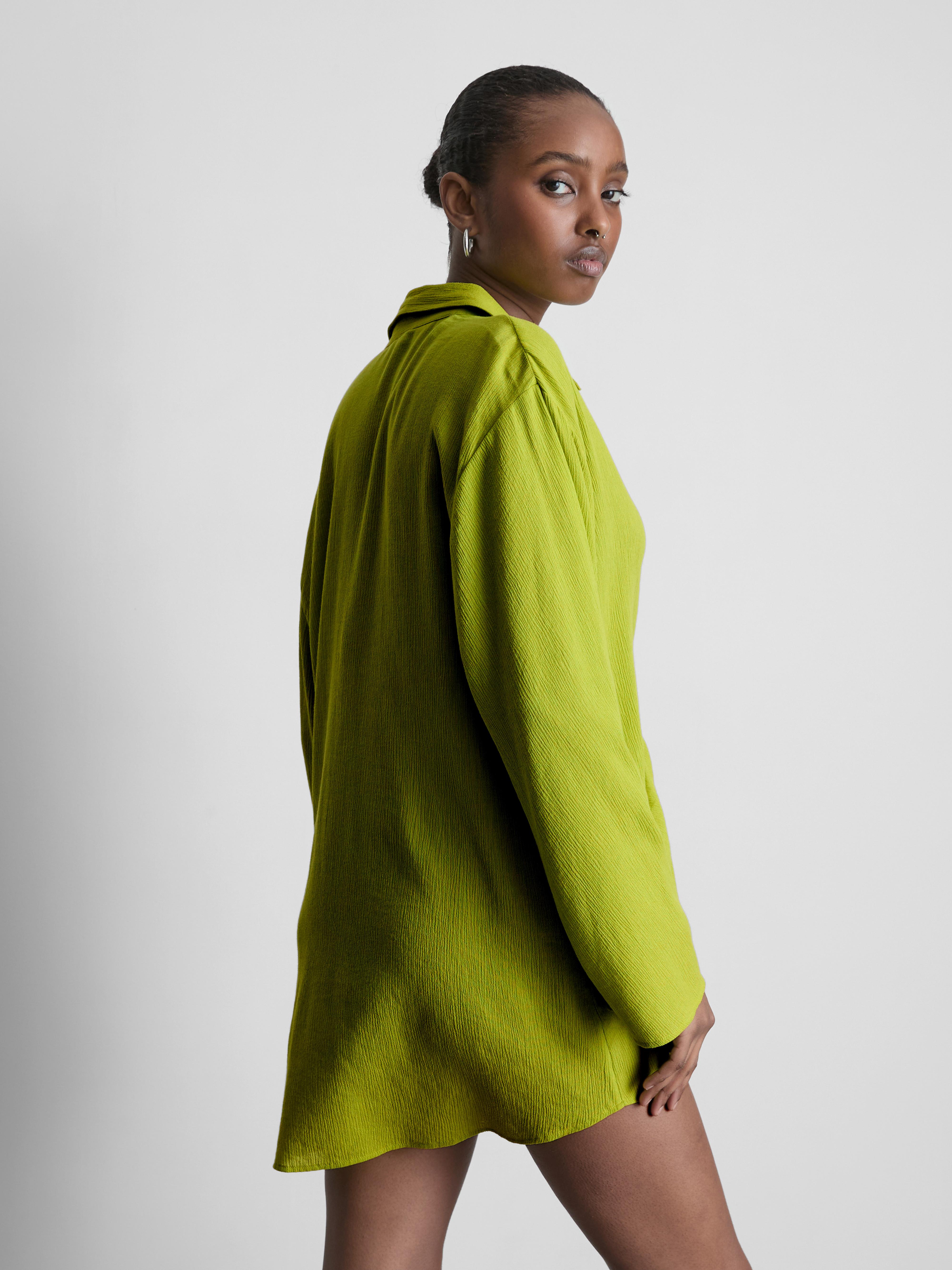 Women's Bright Green Tie-Front Beach Shirt