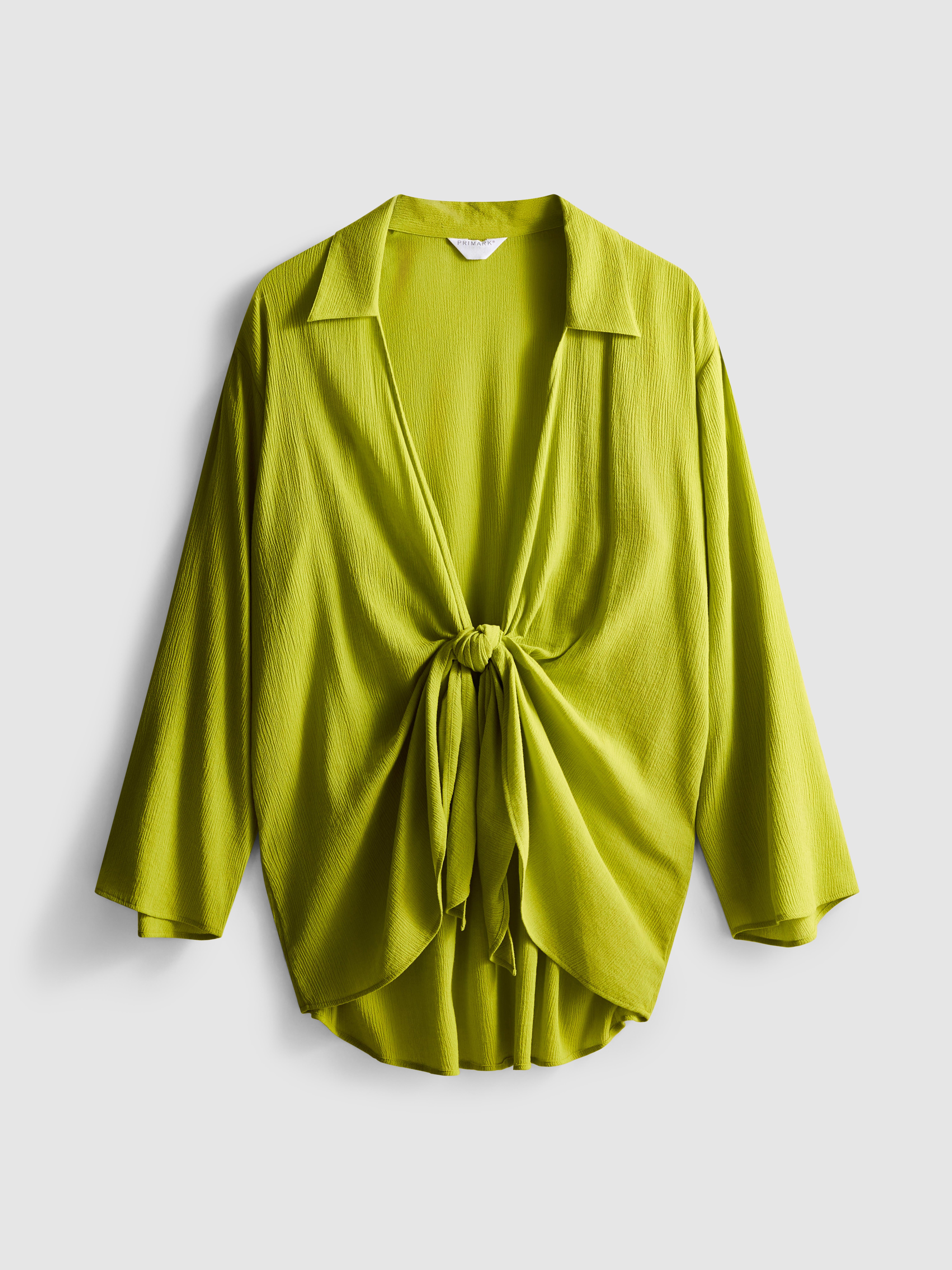 Women's Bright Green Tie-Front Beach Shirt