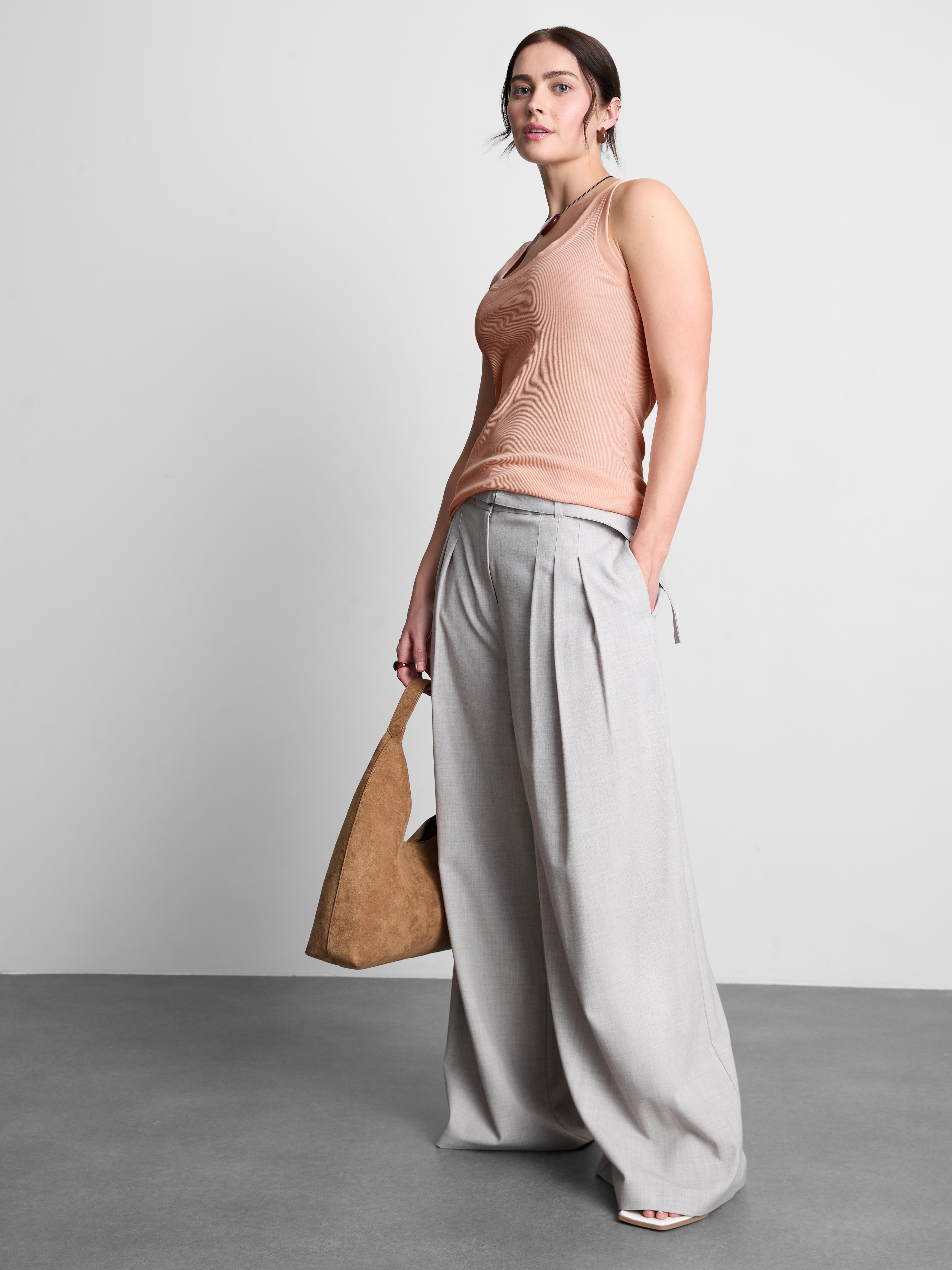 Ribbed Scoop Neck Vest Top Peach