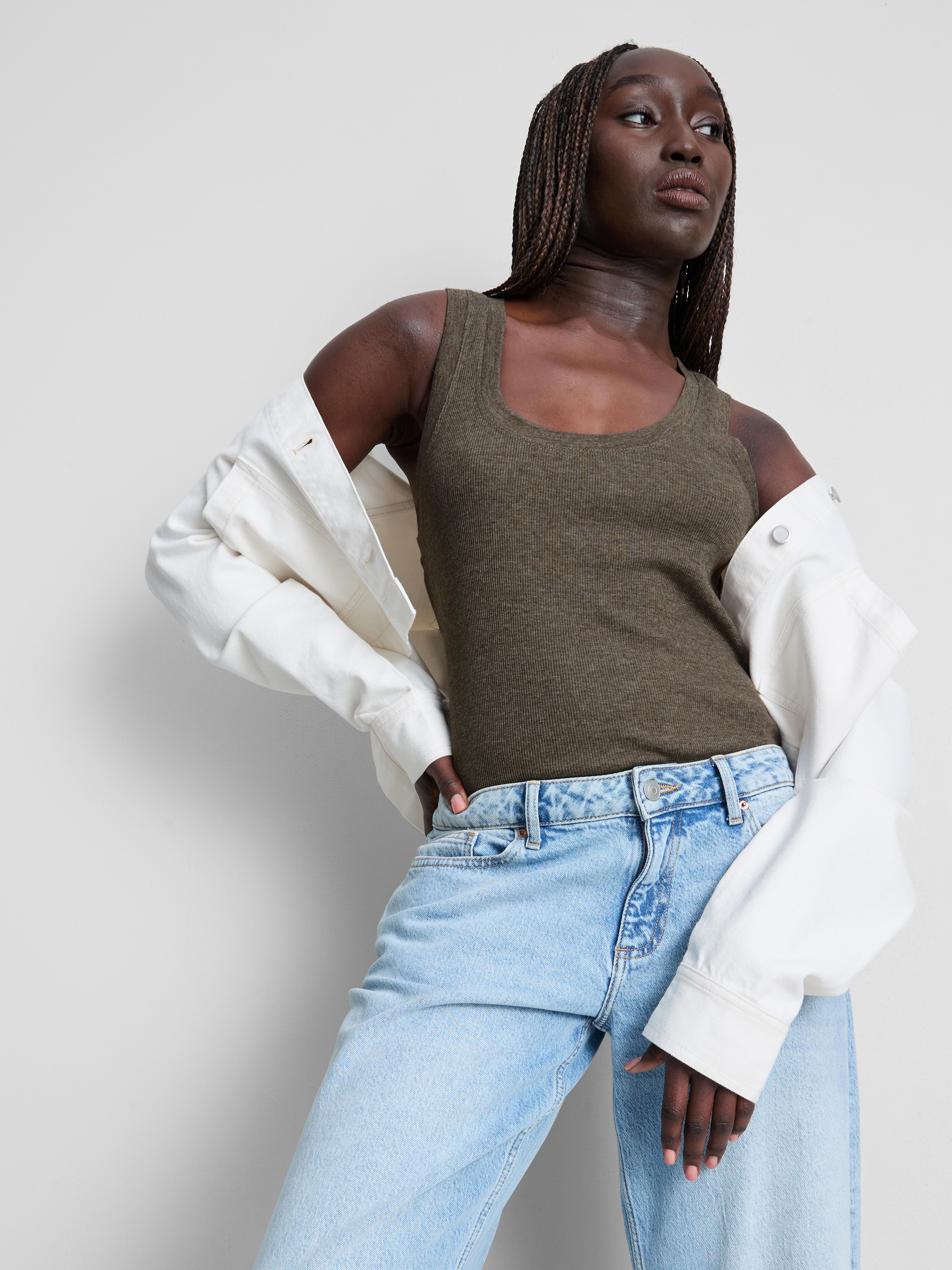 Ribbed Scoop Neck Tank Top
