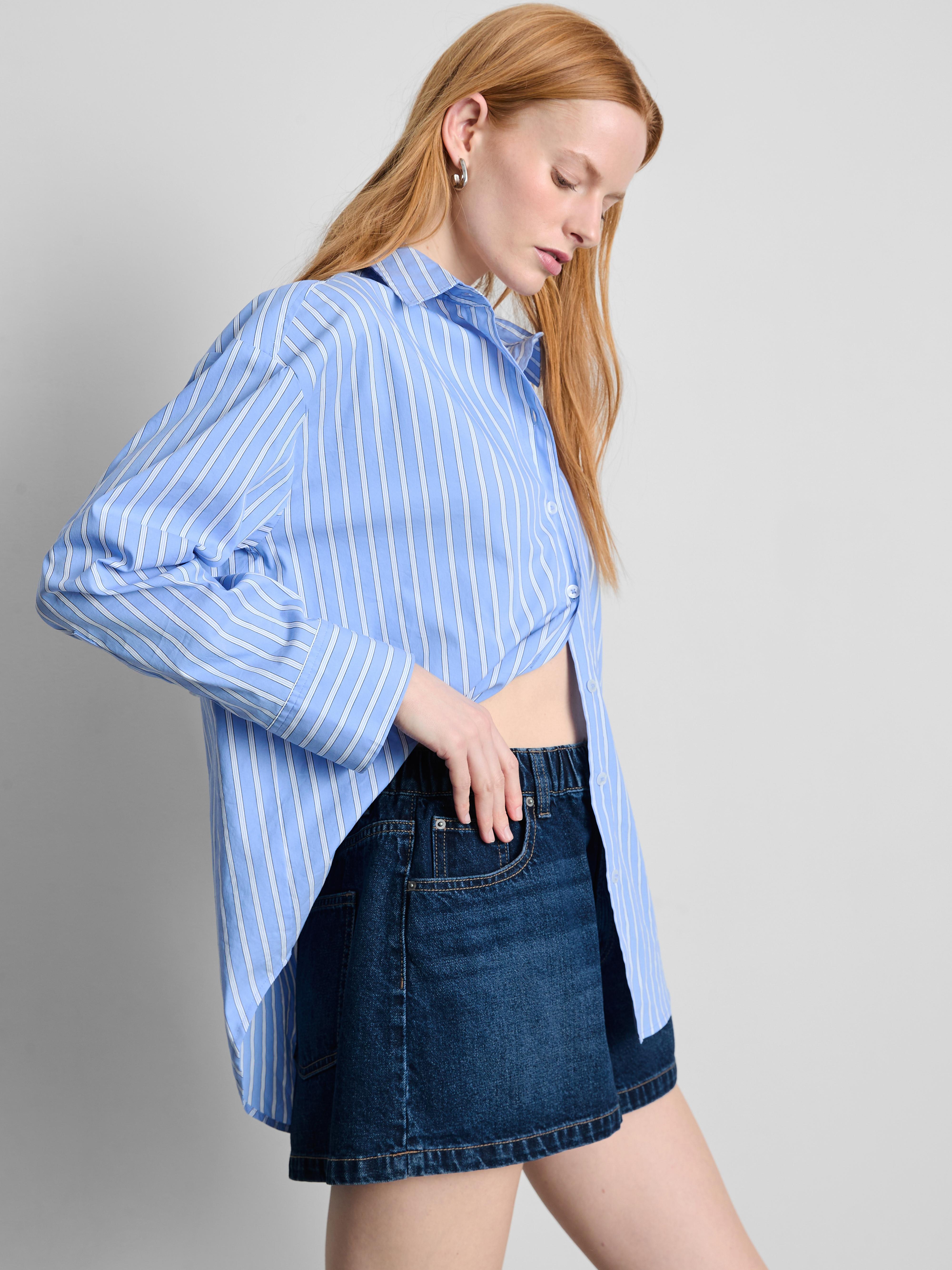 Cotton Denim A-Line Shorts