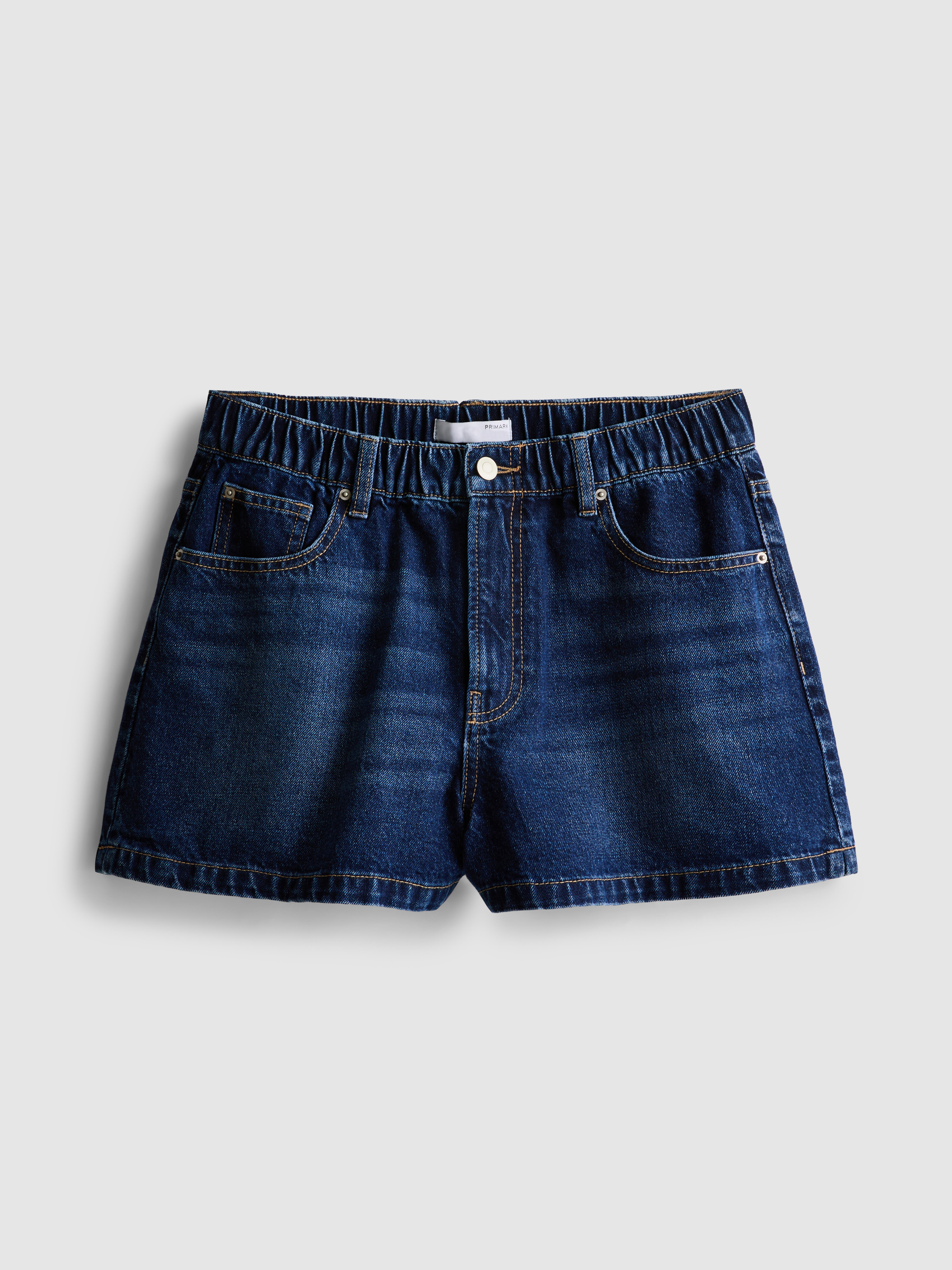 Cotton Denim A-Line Shorts
