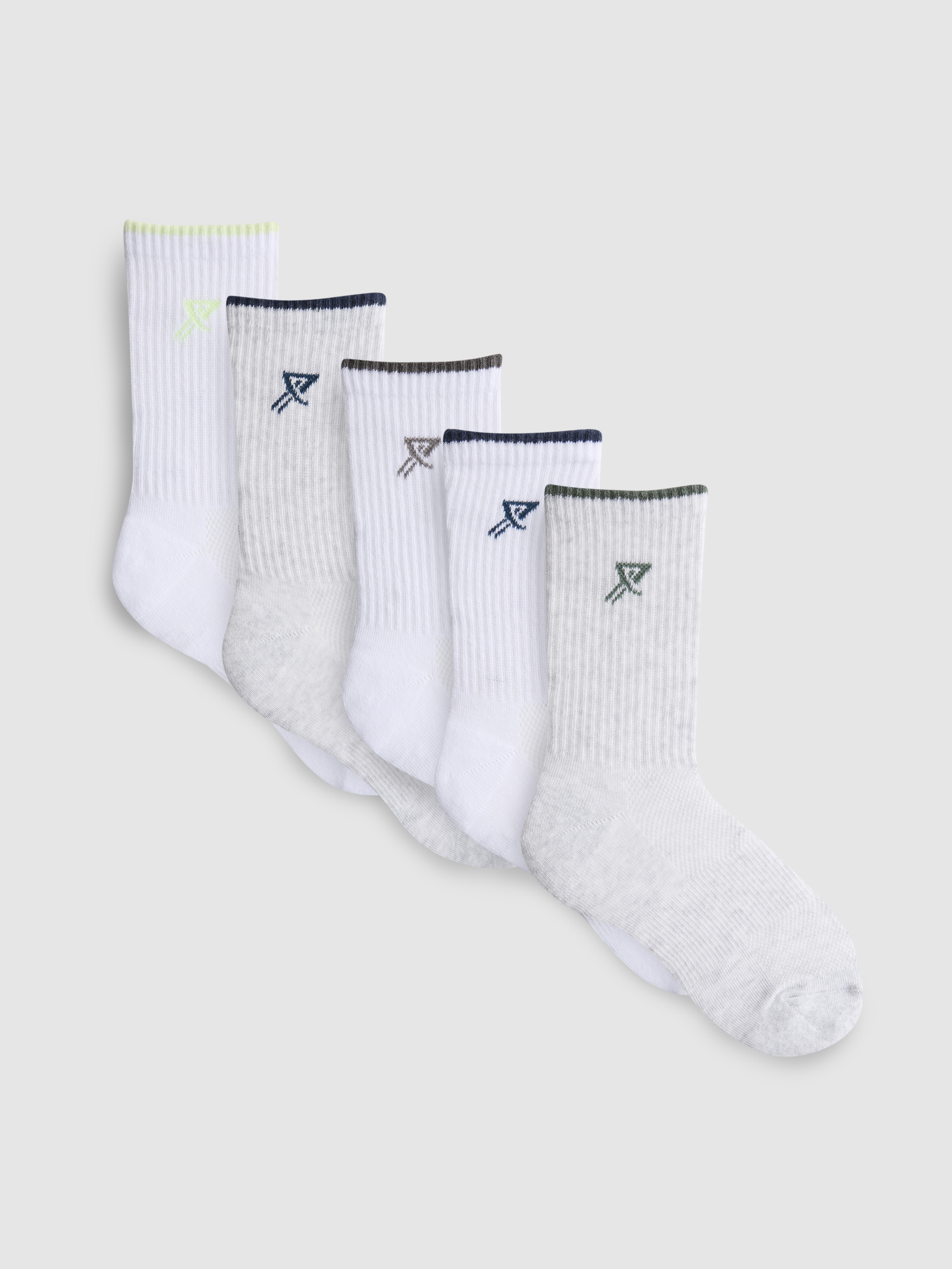 Boys White 5-Pack Sports Socks