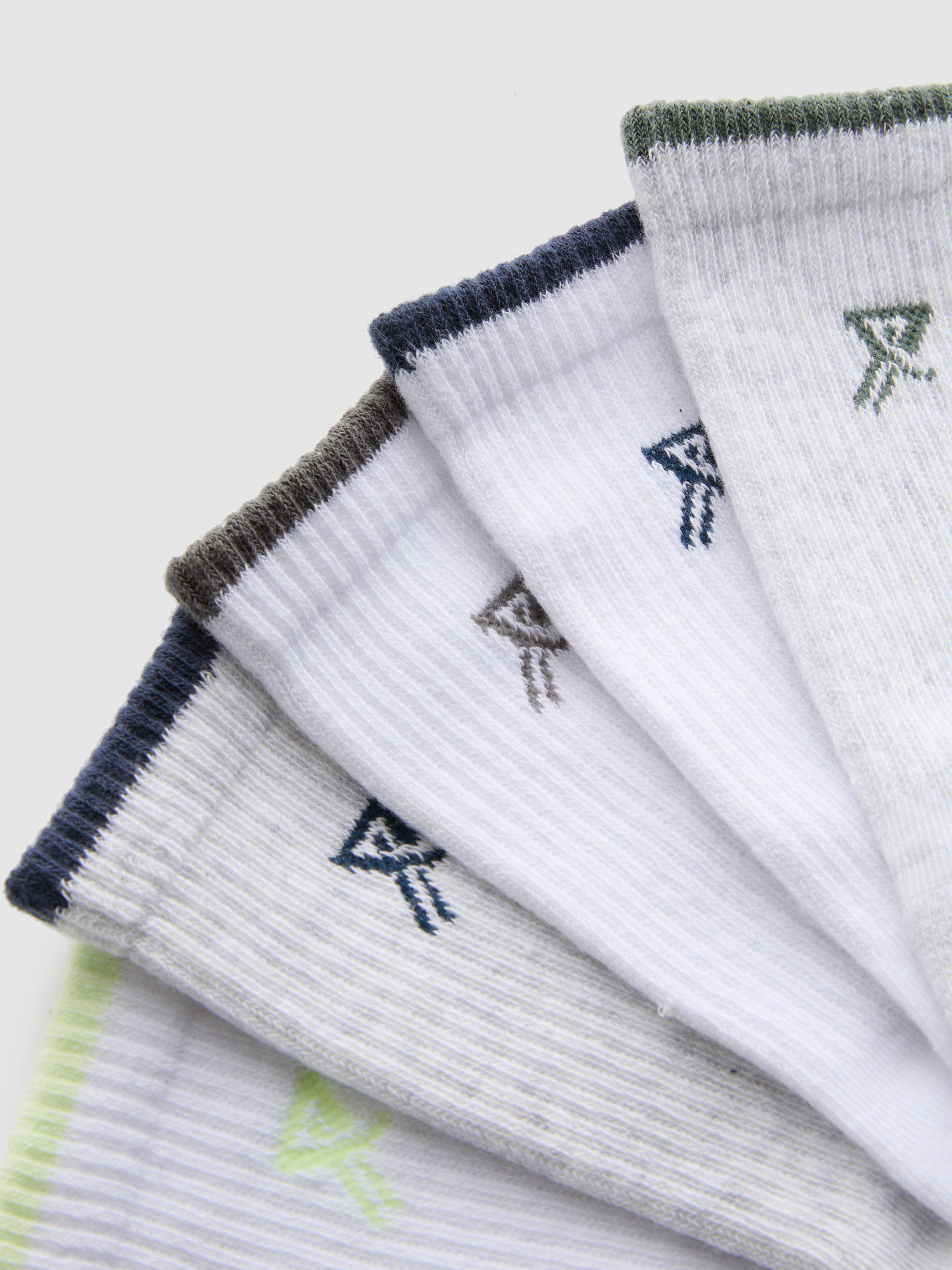 Boys White 5-Pack Sports Socks