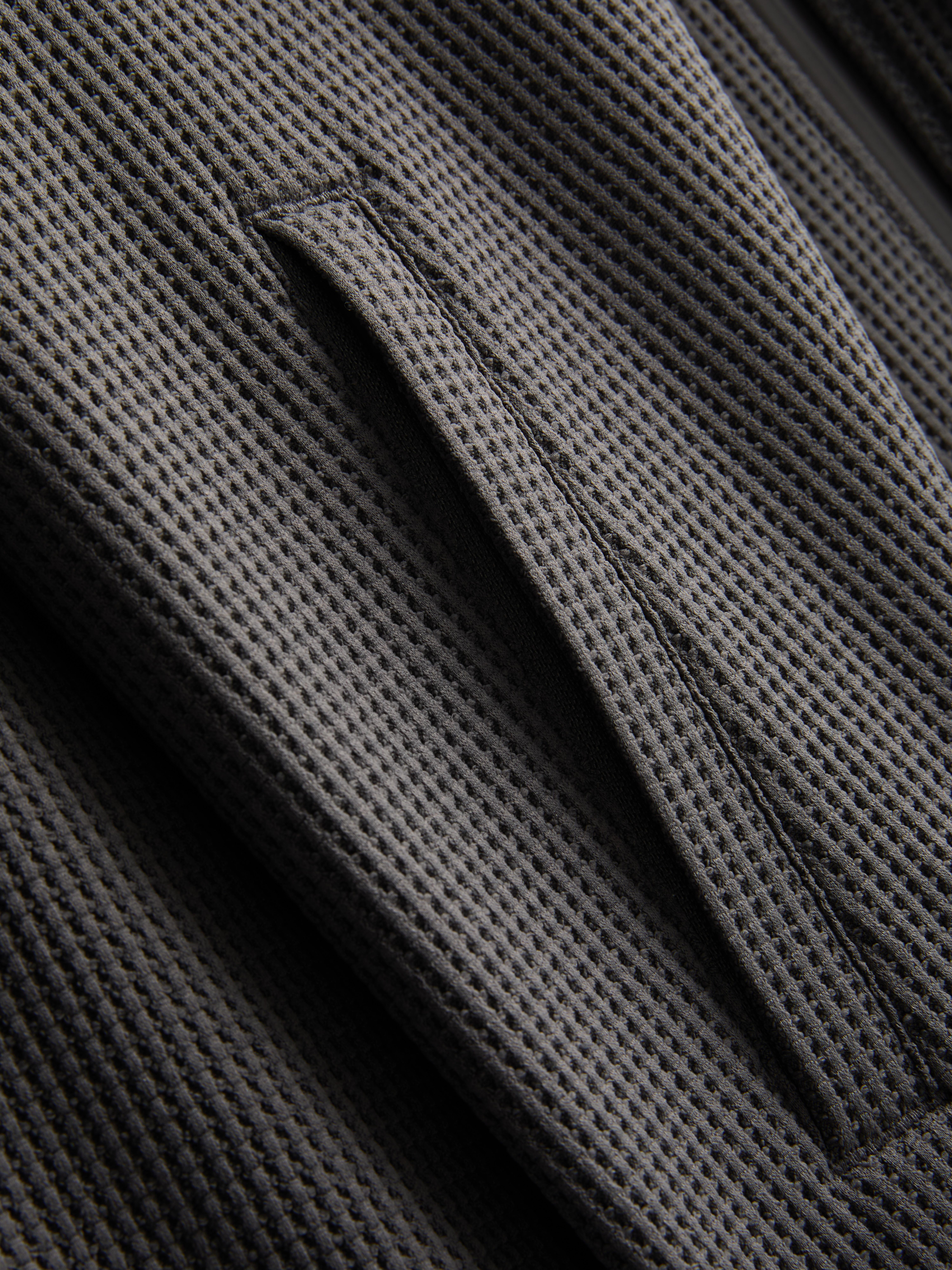 Men's Charcoal Waffle-Texture Quarter-Zip Jacket