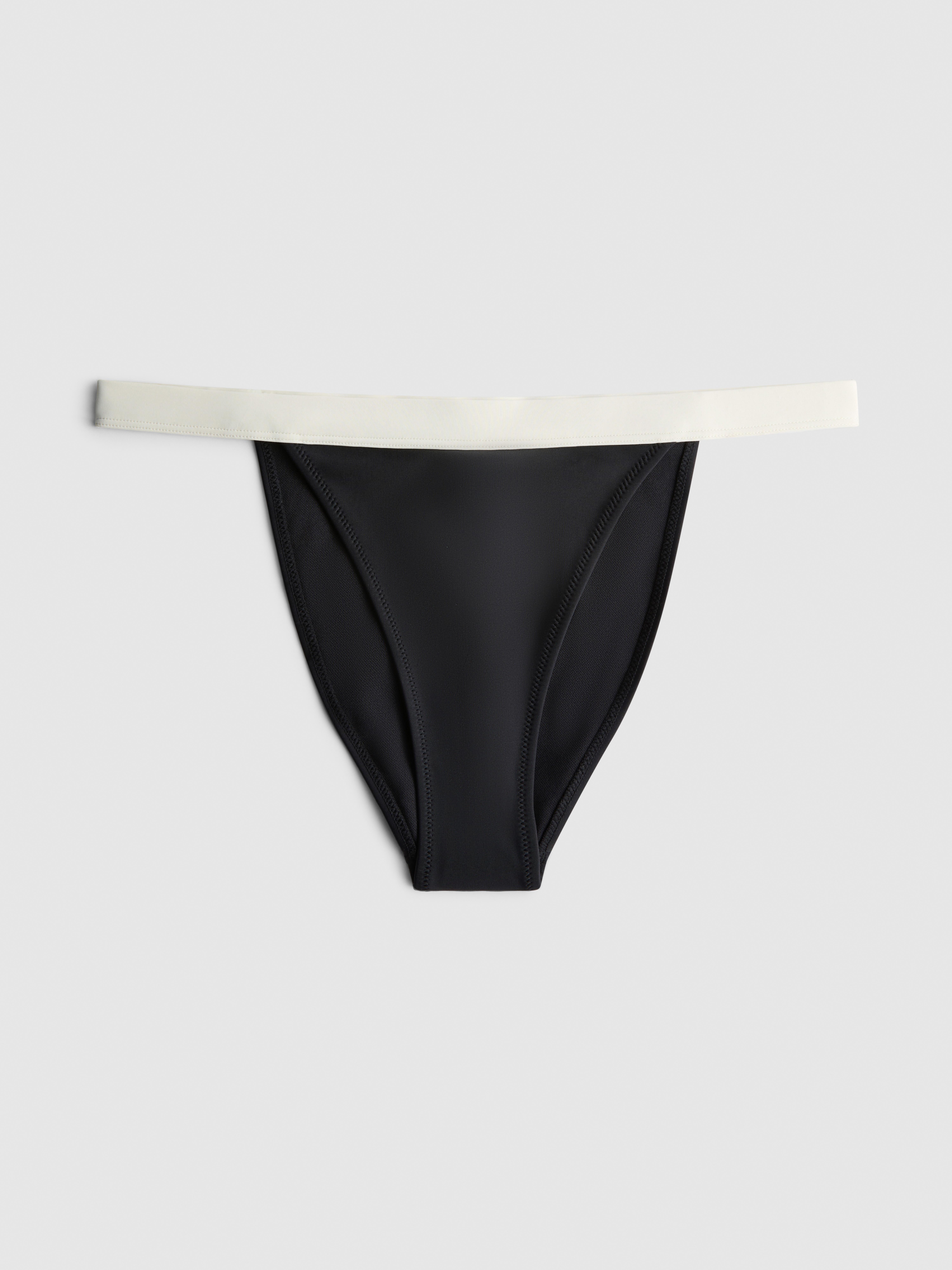 Women's Black/White Contrast Band Bikini Bottoms